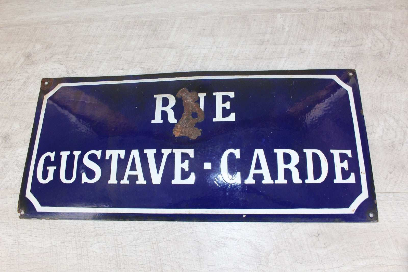Antique French Enamel Street Sign: Rue Gustave Carde Provenance & History