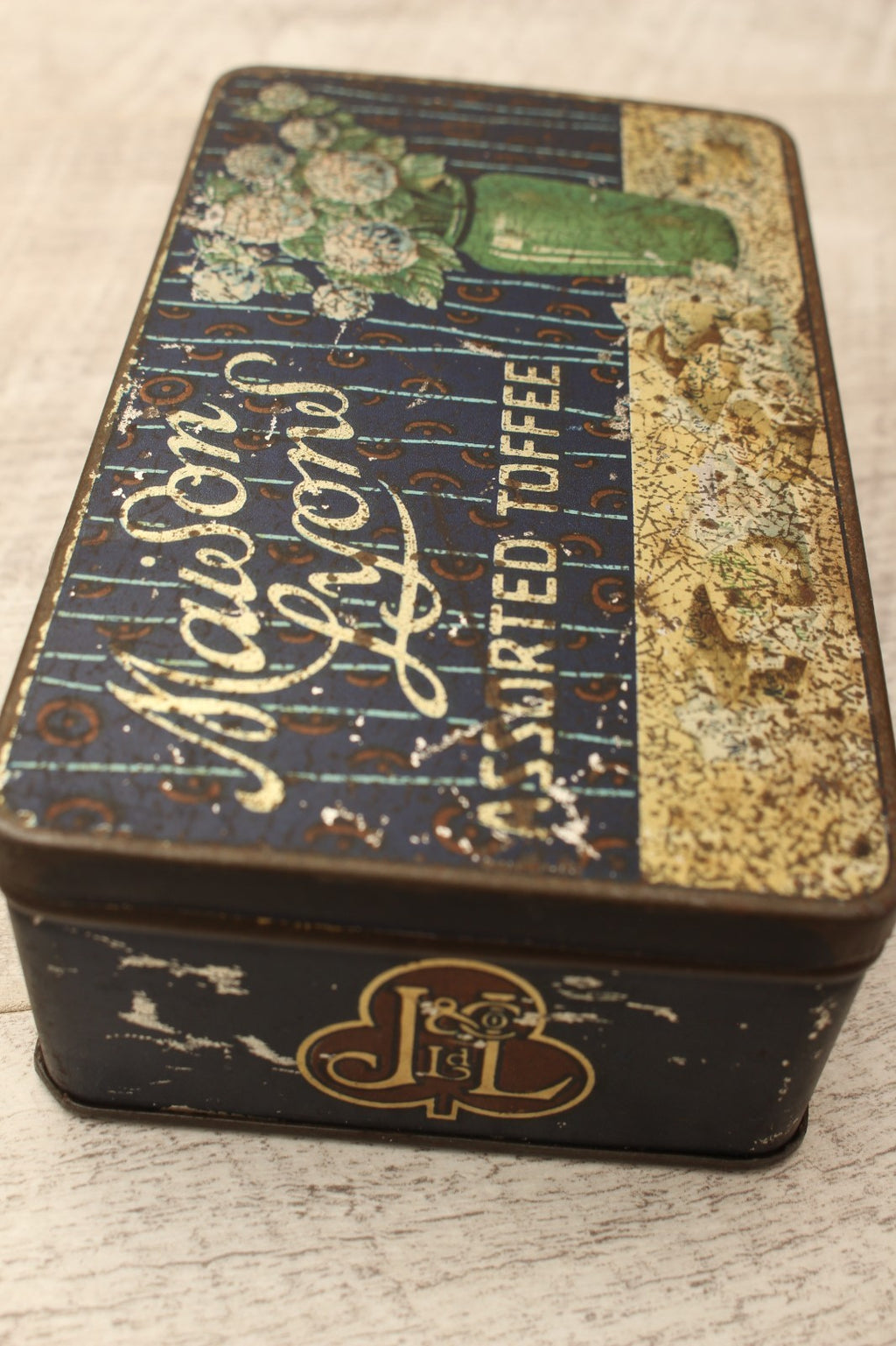 Vintage Maison Lyons Toffee Tin Excel Co London 1950s Floral Crest Sweet Box