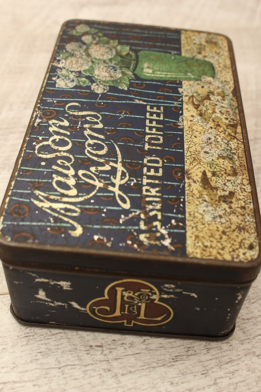 Vintage Maison Lyons Toffee Tin Excel Co London 1950s Floral Crest Sweet Box