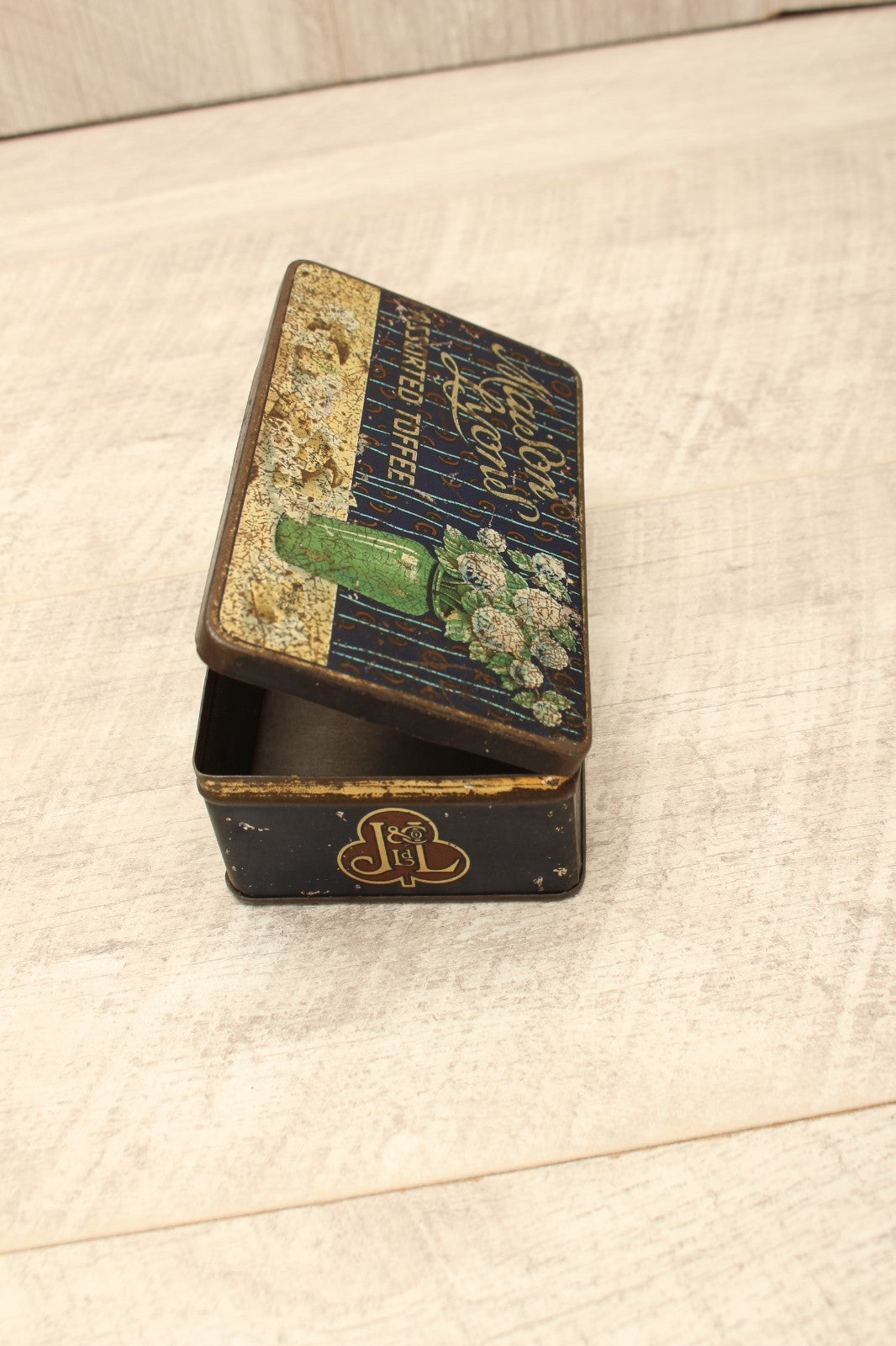 Vintage Maison Lyons Toffee Tin Excel Co London 1950s Floral Crest Sweet Box