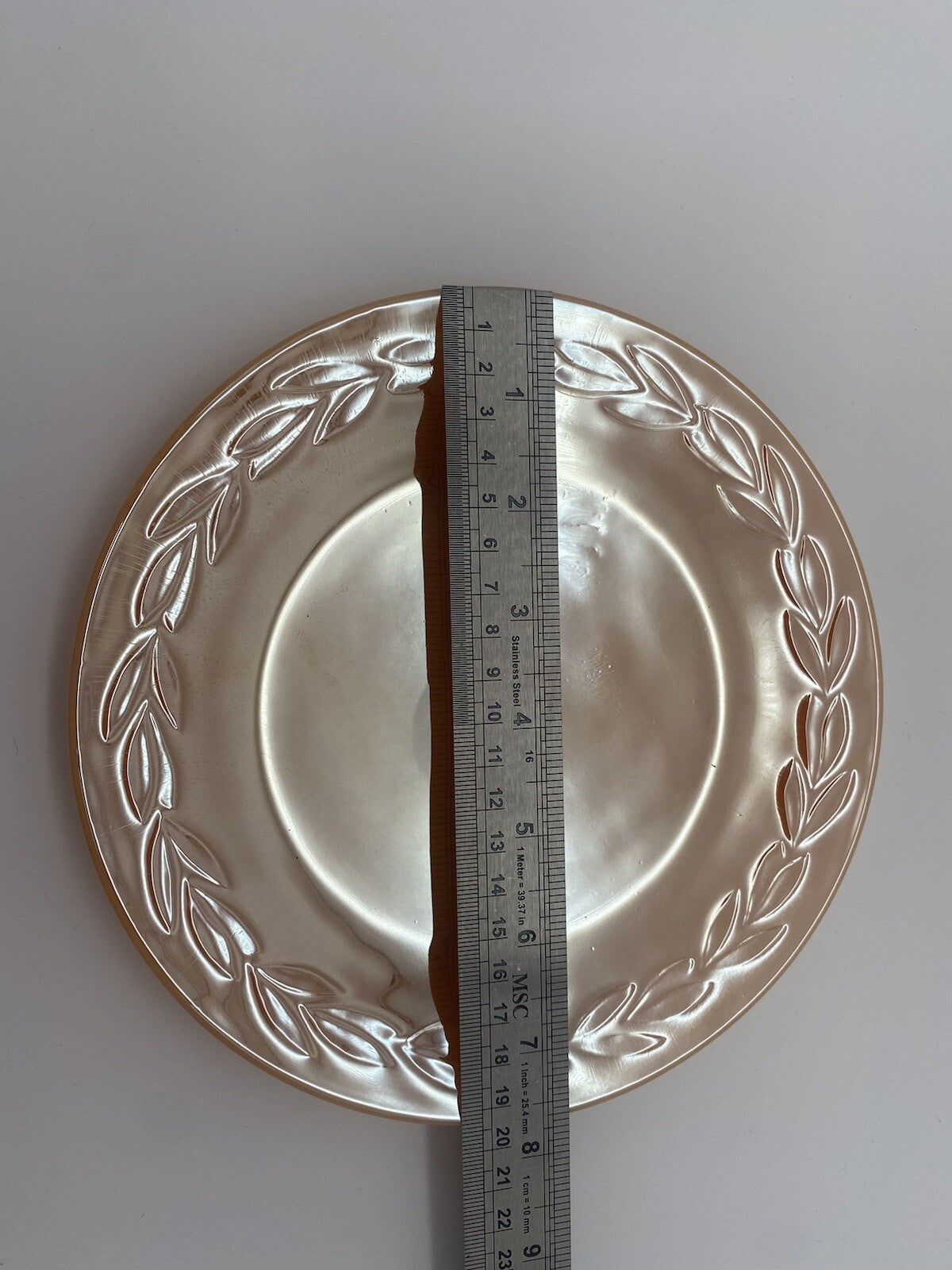 Side Plate Peach Lustre Vintage Fire King Anchor Hocking  Wheat Sheaf 7.75 “ Dia