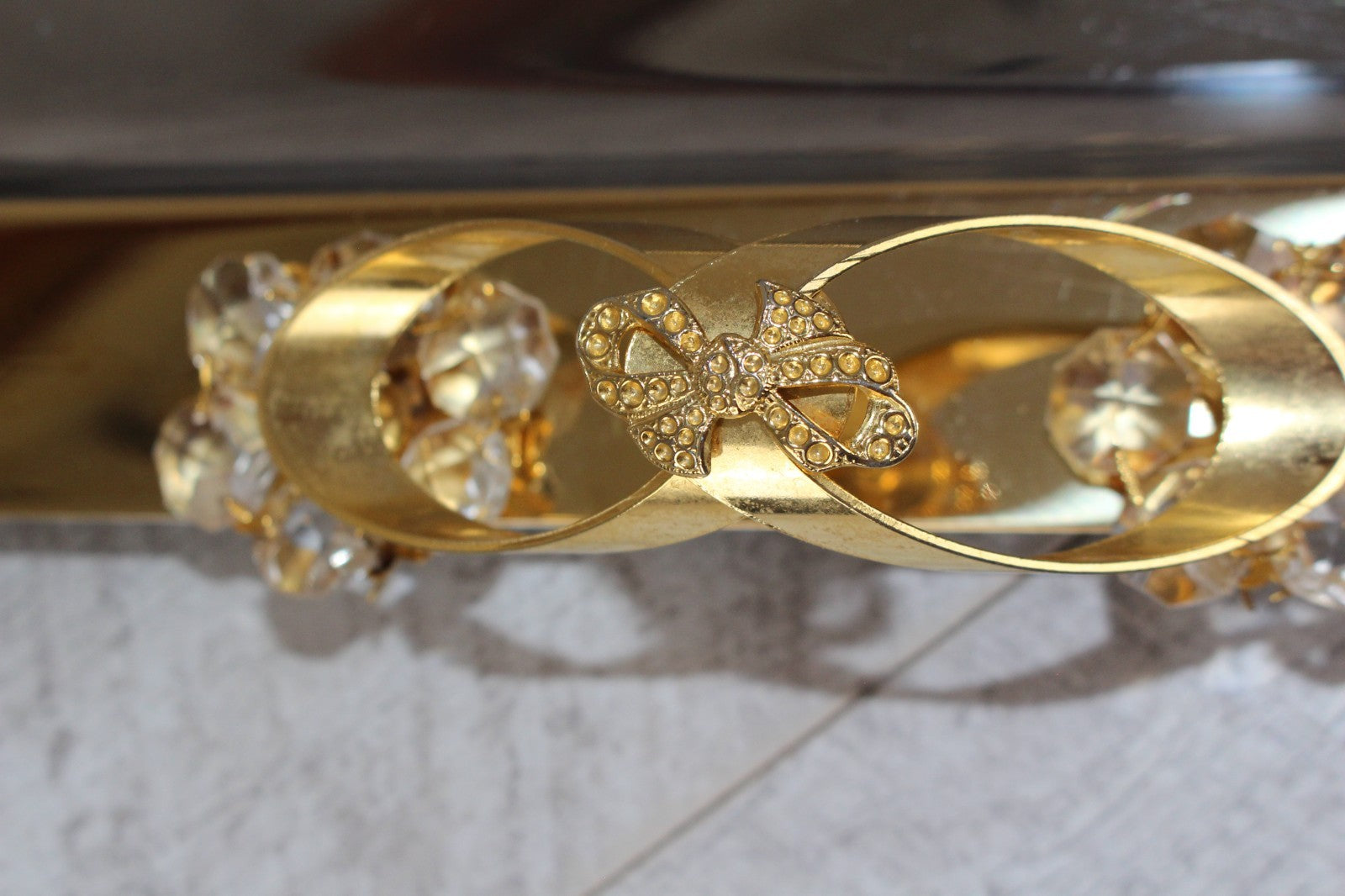 Vintage Italian INOX 18/10 Mirror Tray – 24kt Gold Plated Accents