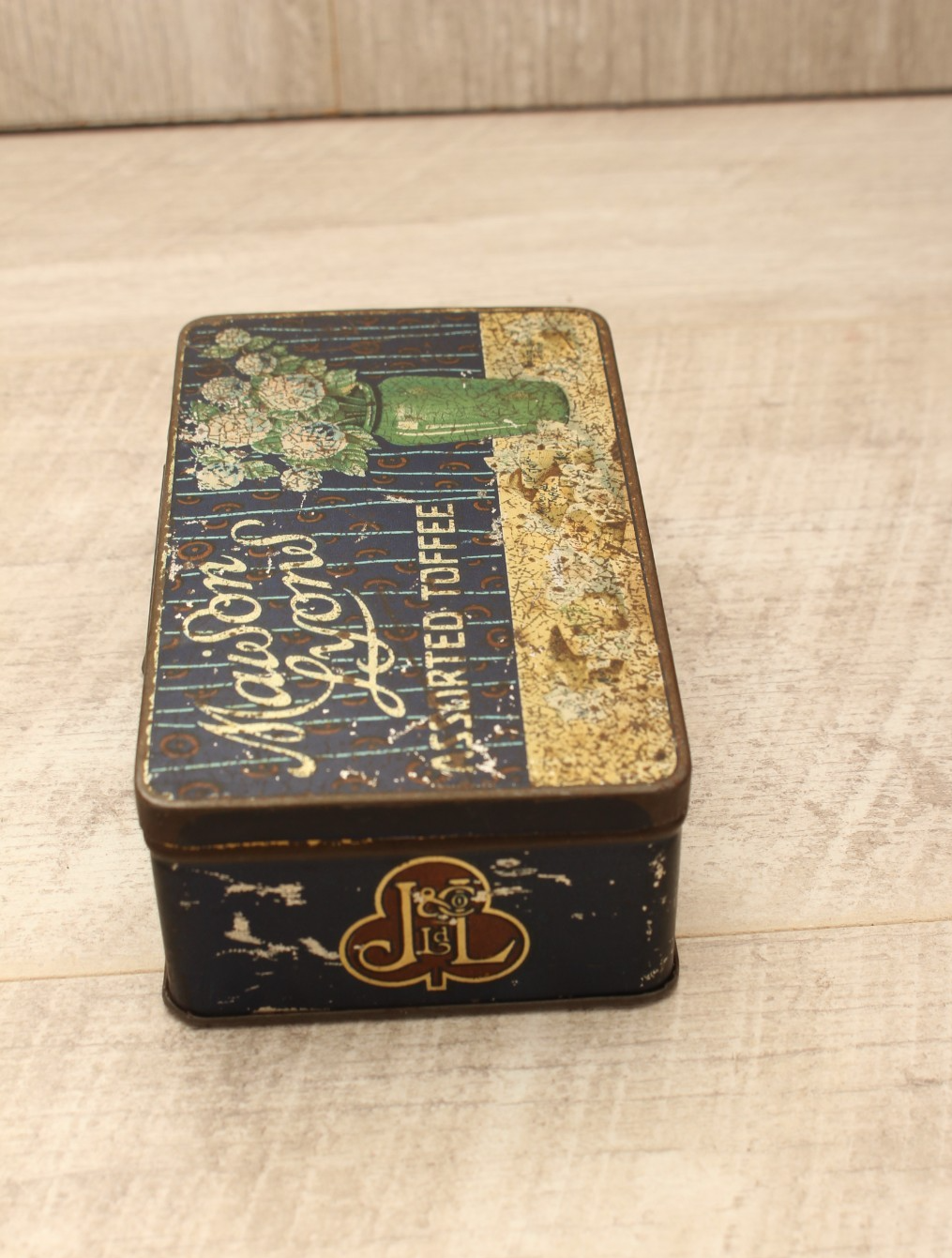Vintage Maison Lyons Toffee Tin Excel Co London 1950s Floral Crest Sweet Box