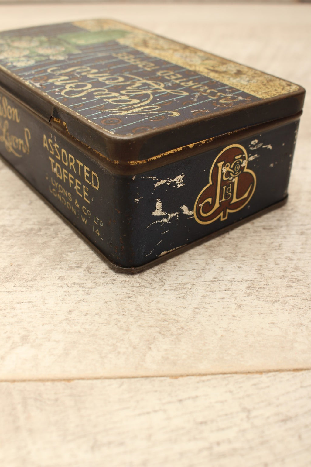 Vintage Maison Lyons Toffee Tin Excel Co London 1950s Floral Crest Sweet Box