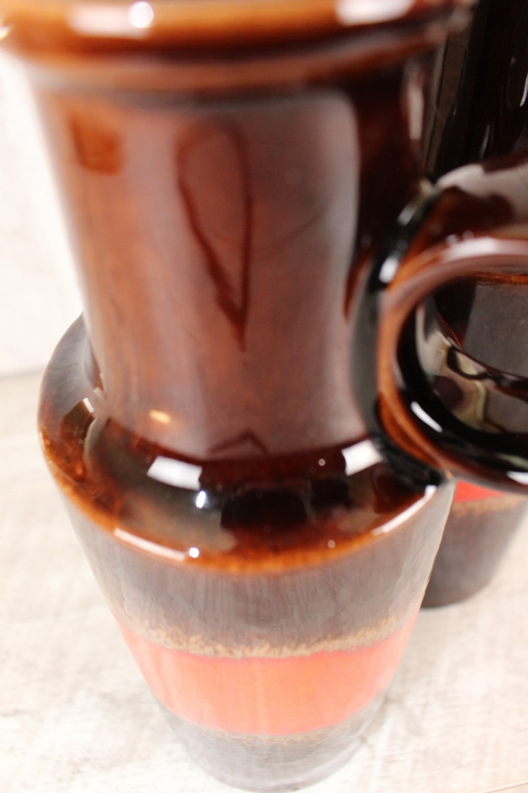 Pair of Vintage Scheurich 401-28 West German Pottery Vases Fat Lava Red Brown