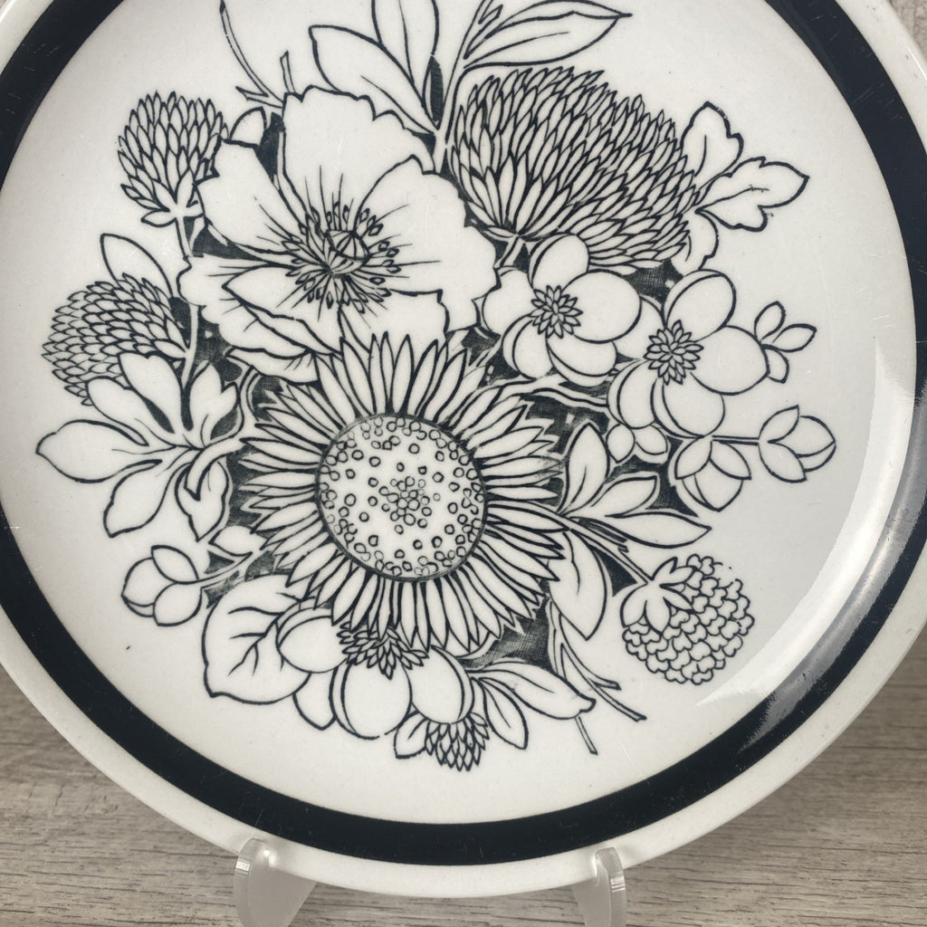 vintage retro 1960s ALFRED MEAKIN -  SAMOA -  SIDE PLATE black flower design