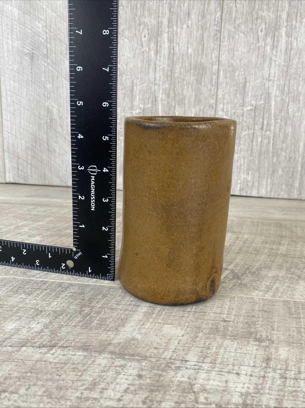 British Studio Pottery Brown Vase 6” Tall