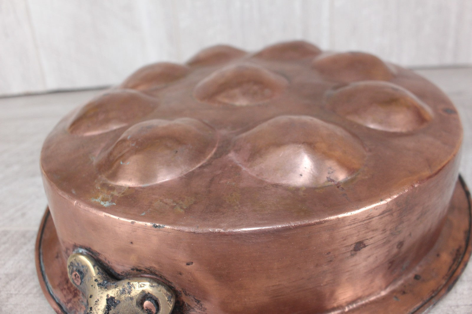 Antique French Copper Escargot Pan / Egg Poacher 11” - 19th Century Brass Handle