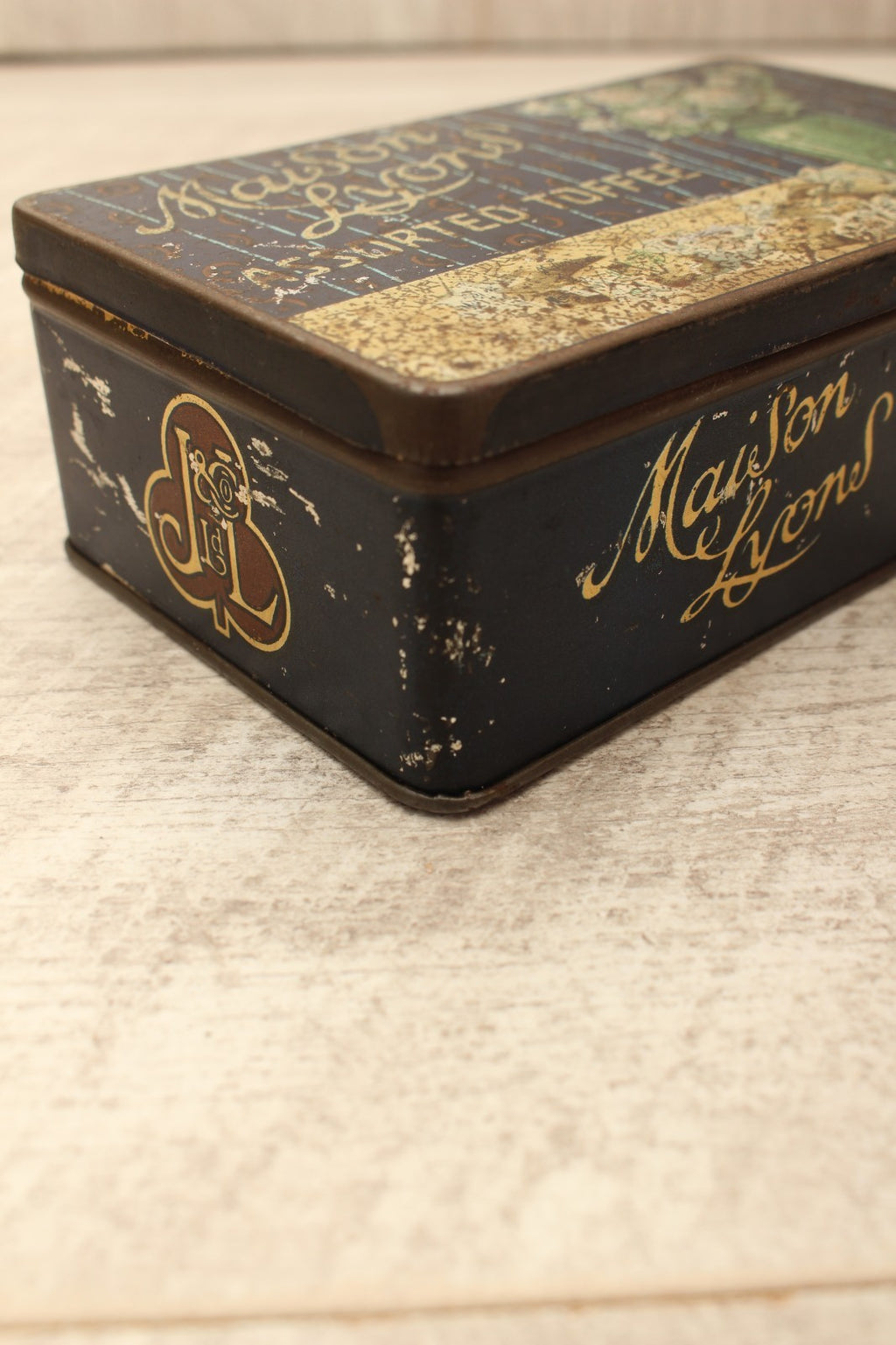 Vintage Maison Lyons Toffee Tin Excel Co London 1950s Floral Crest Sweet Box