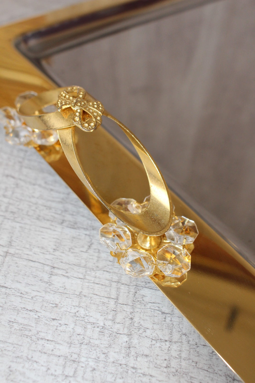 Vintage Italian INOX 18/10 Mirror Tray – 24kt Gold Plated Accents
