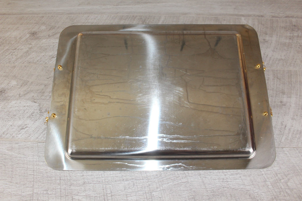 Vintage Italian INOX 18/10 Mirror Tray – 24kt Gold Plated Accents