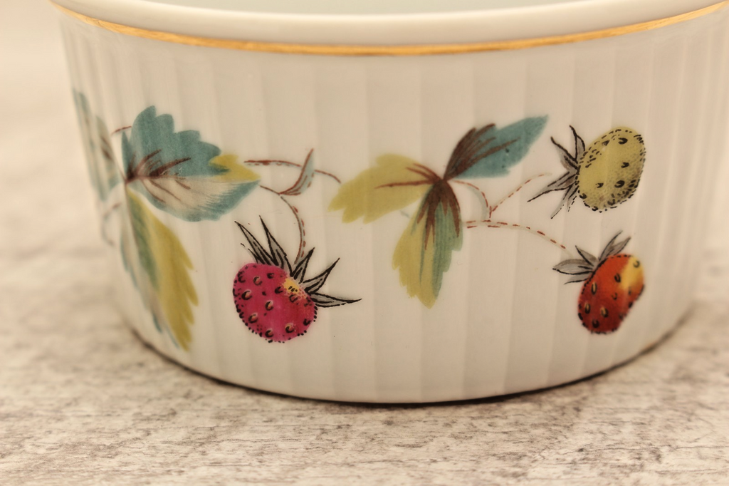 Royal Worcester Strawberry Fair Ramekin Souffle Dish Vintage Insect Shape 48