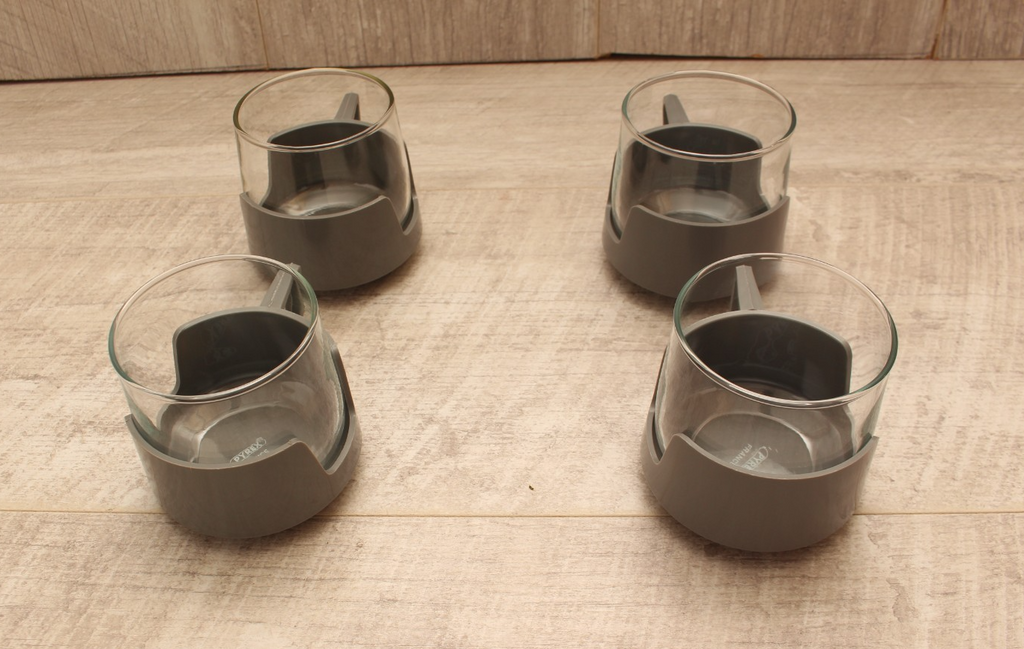 Vintage JAJ Pyrex "Drink-Ups" – Set of 4 – Retro Grey – Unused Condition