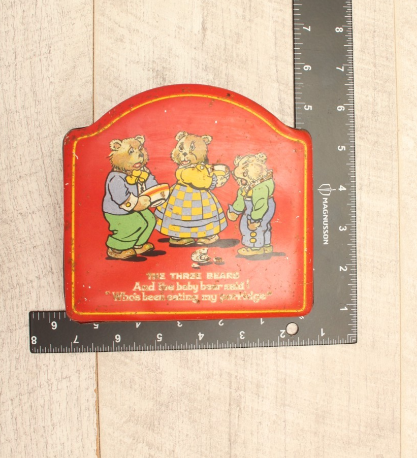 Vintage "The Three Bears" Red Dome-Top Confectionery Tin – Made in England