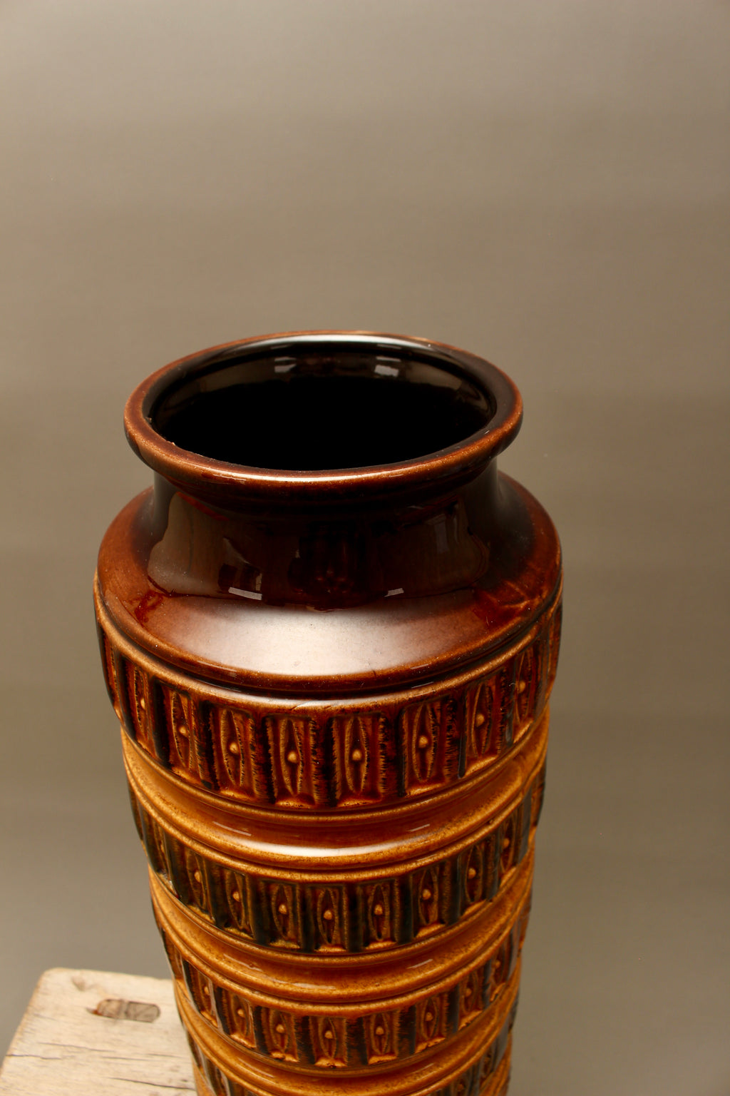 Large Scheurich 268-40 West German Floor Vase – 15 Inch Mid-Century Relief Pottery