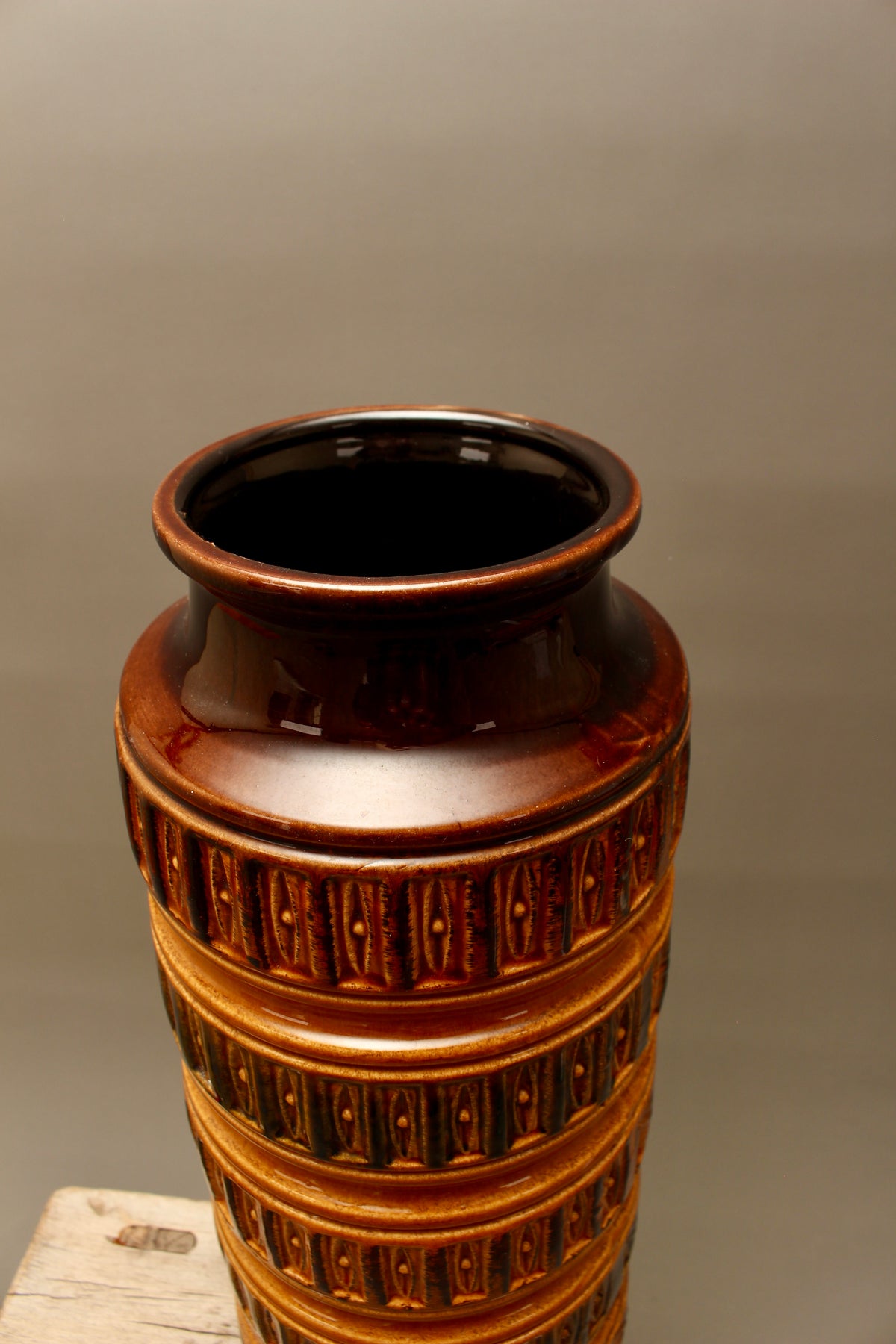 Large Scheurich 268-40 West German Floor Vase – 15 Inch Mid-Century Relief Pottery