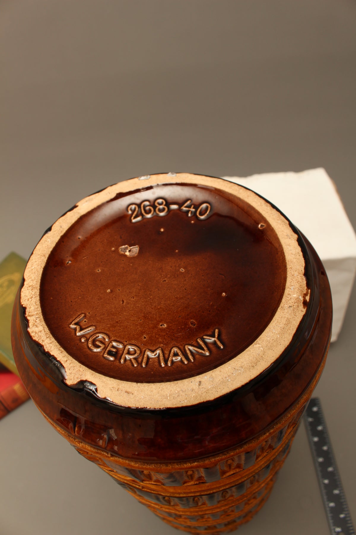 Large Scheurich 268-40 West German Floor Vase – 15 Inch Mid-Century Relief Pottery