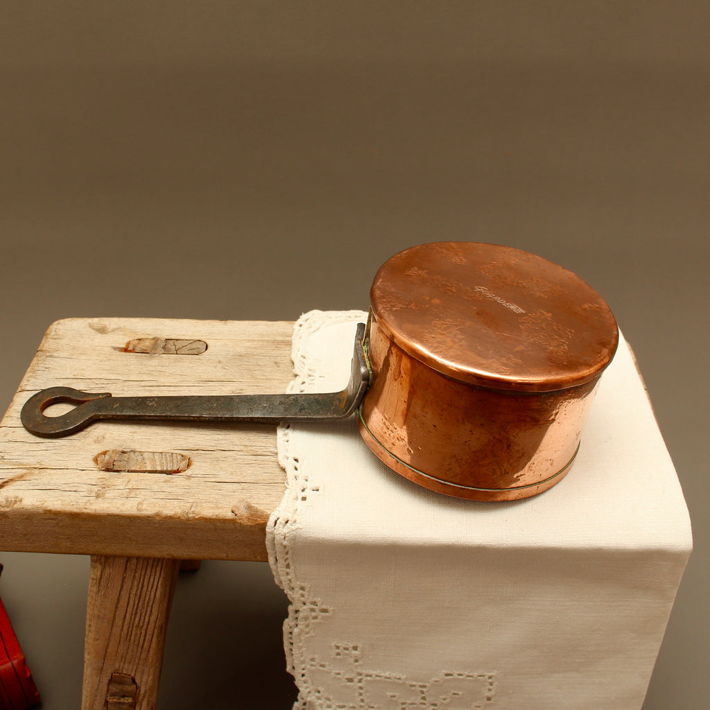 Vintage Jean Goardère Stamped French Copper Pan – 3 Inch Hand-Forged Sugar Pot