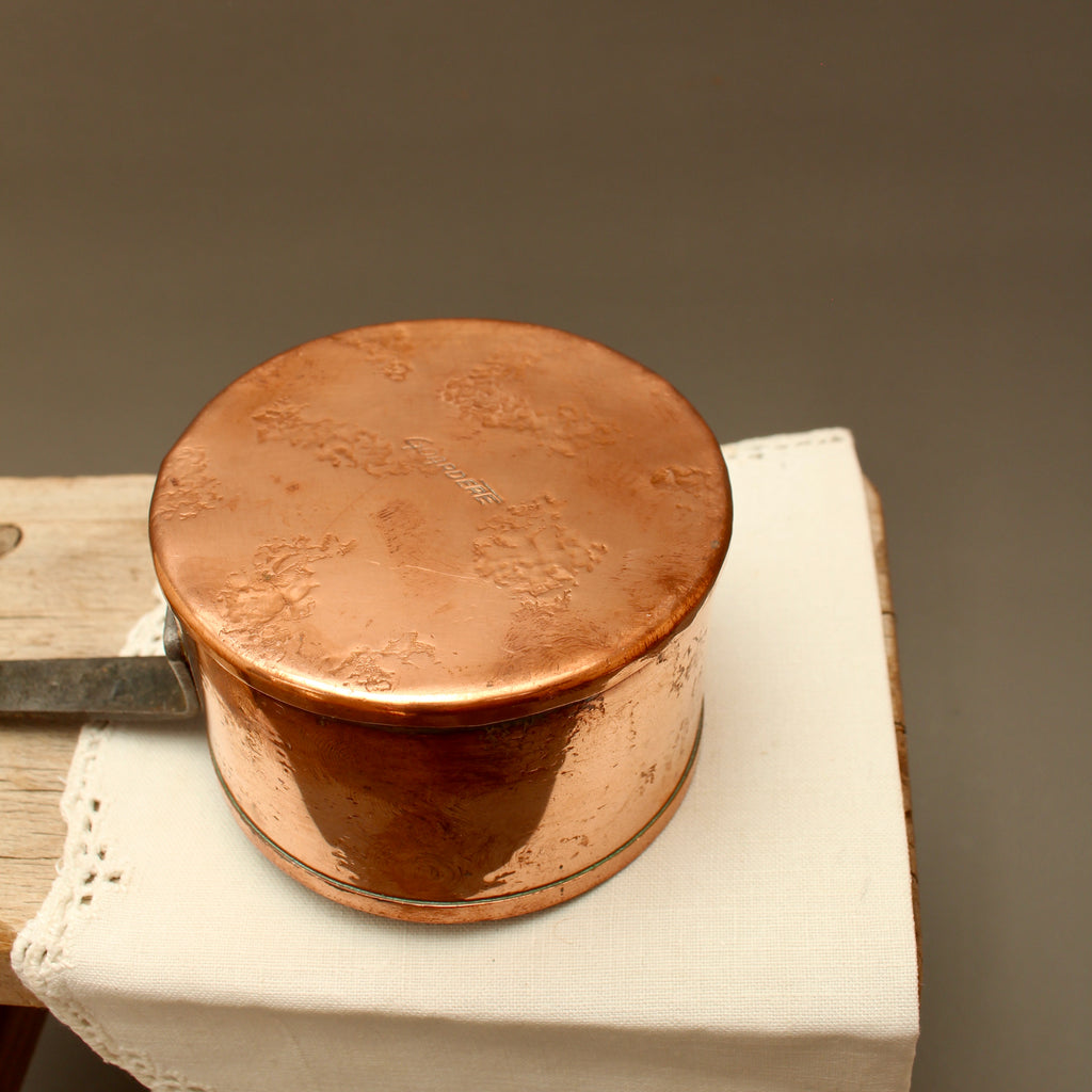 Vintage Jean Goardère Stamped French Copper Pan – 3 Inch Hand-Forged Sugar Pot