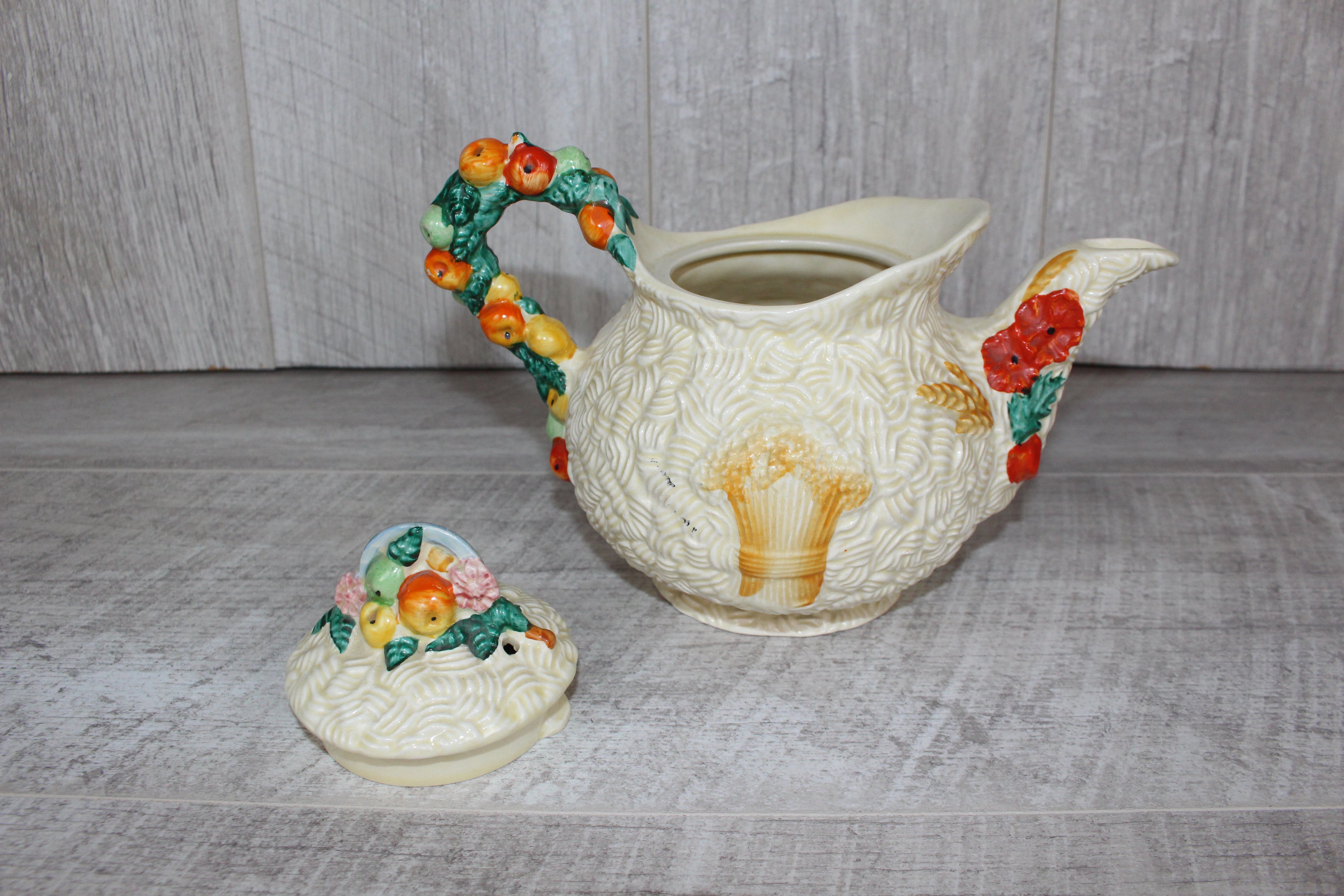 Clarice Cliff Celtic Harvest Teapot Circa 1930 Newport Pottery Made in England