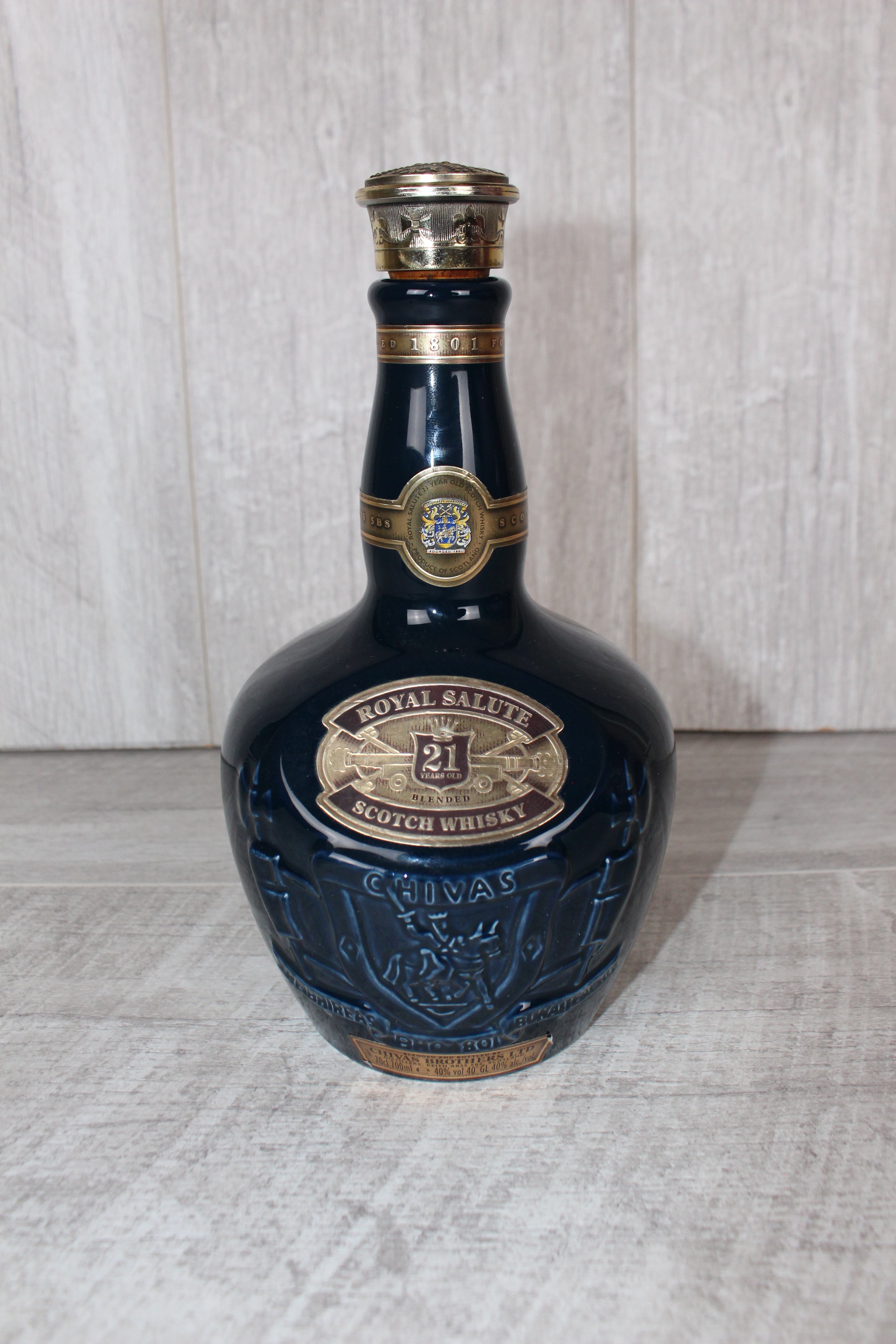 Chivas Regal Royal Salute Whiskey Decanter Wade Blue Made in England