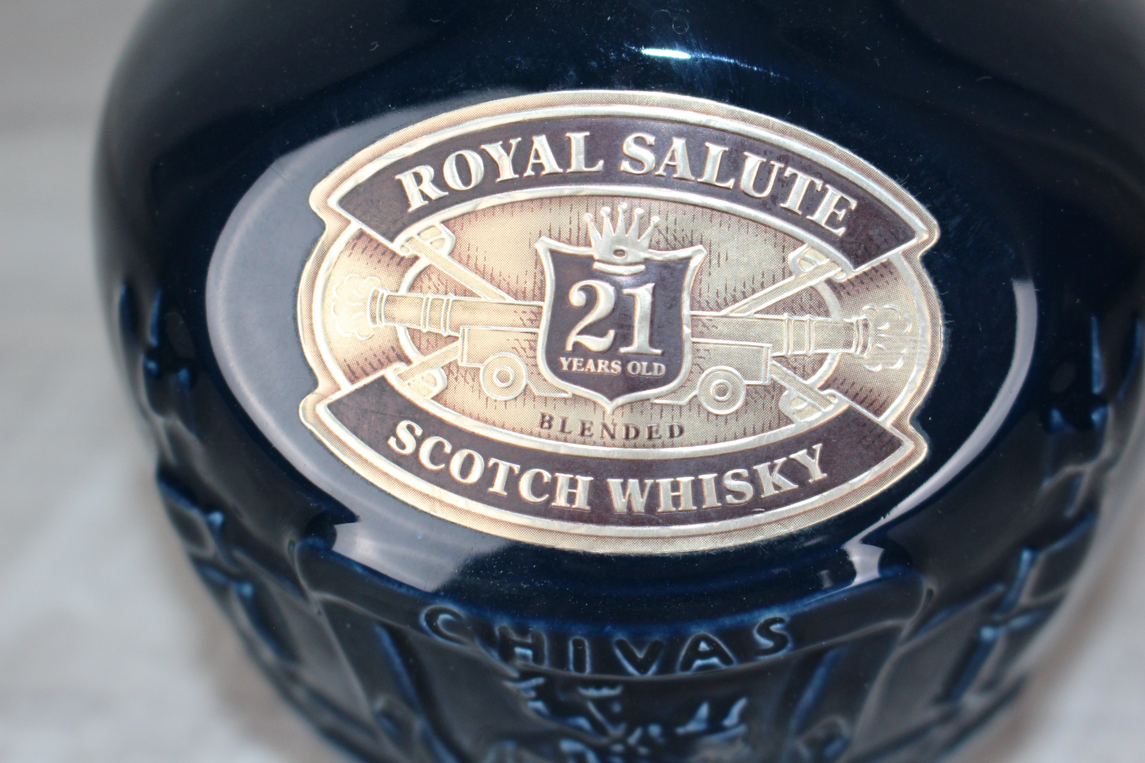 Chivas Regal Royal Salute Whiskey Decanter Wade Blue Made in England