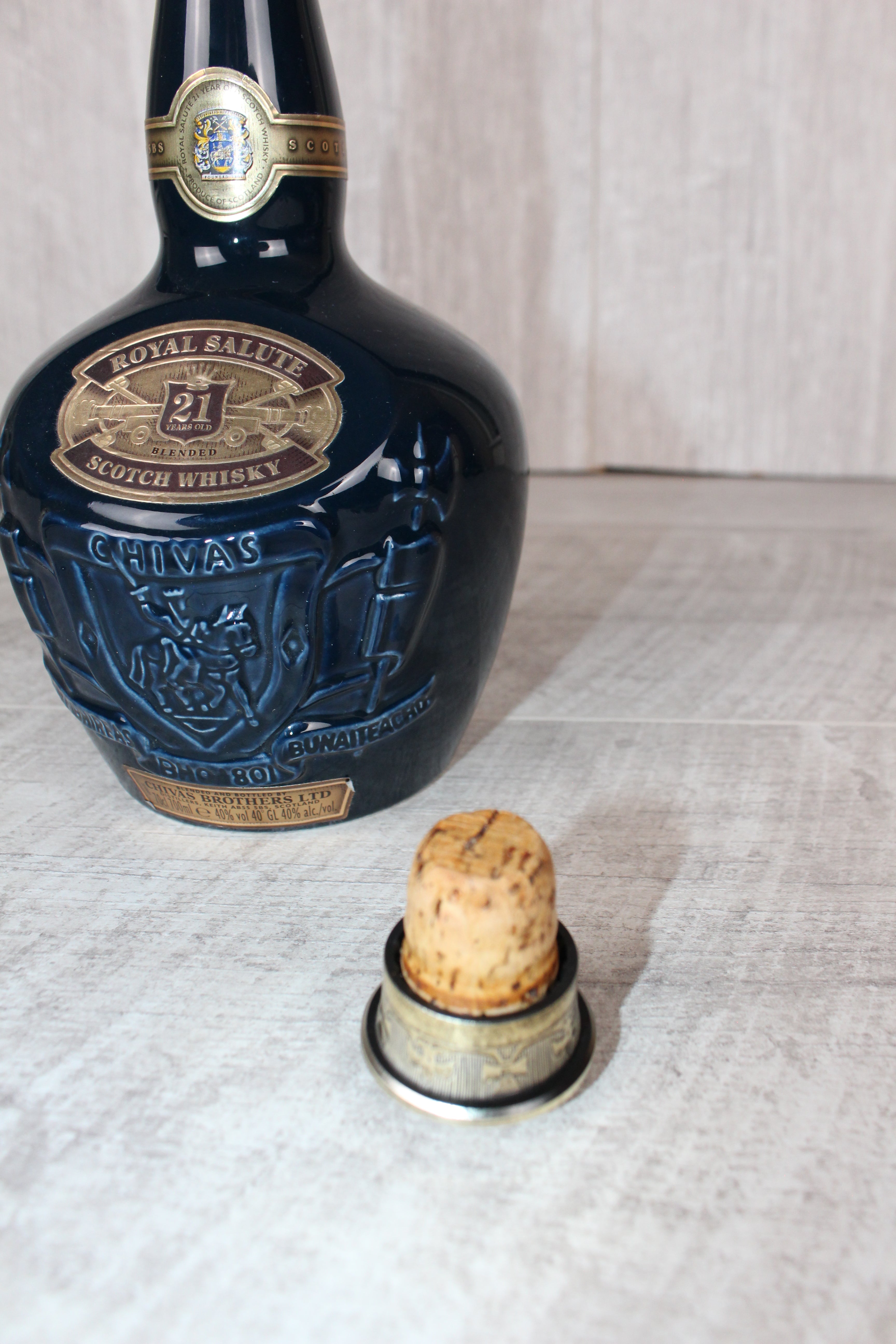 Chivas Regal Royal Salute Whiskey Decanter Wade Blue Made in England