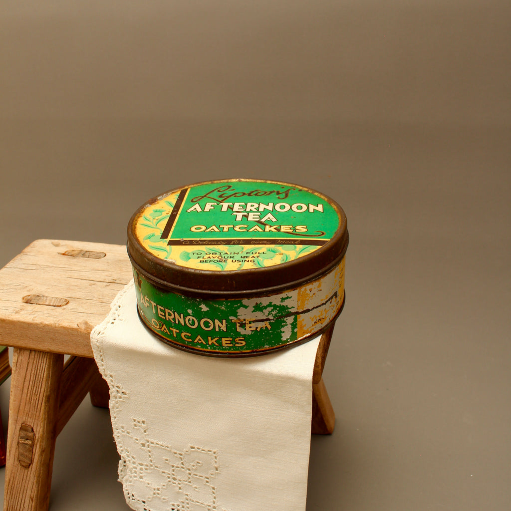 Vintage Lipton's Afternoon Tea Oatcakes Tin – Mid-Century Lithographed Advertising Box