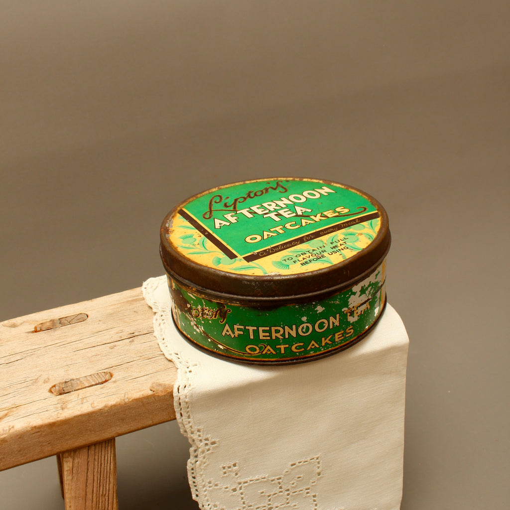 Vintage Lipton's Afternoon Tea Oatcakes Tin – Mid-Century Lithographed Advertising Box