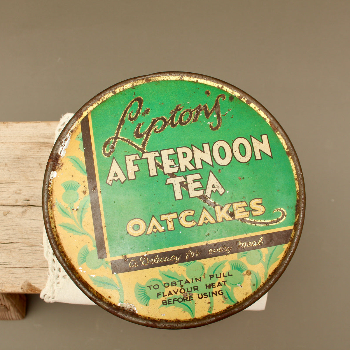 Vintage Lipton's Afternoon Tea Oatcakes Tin – Mid-Century Lithographed Advertising Box