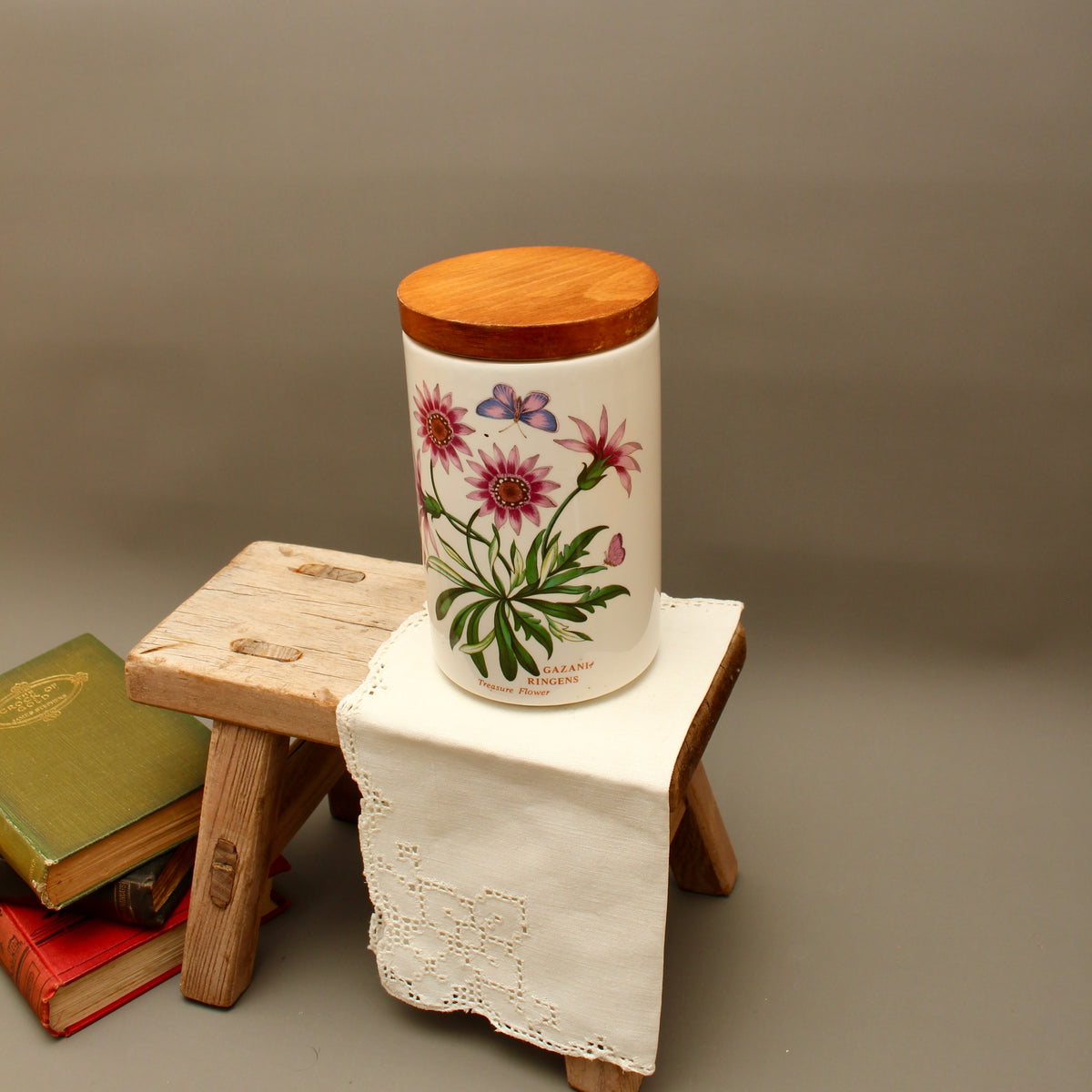Vintage Portmeirion Botanic Garden Airtight Storage Jar – Gazania Ringens