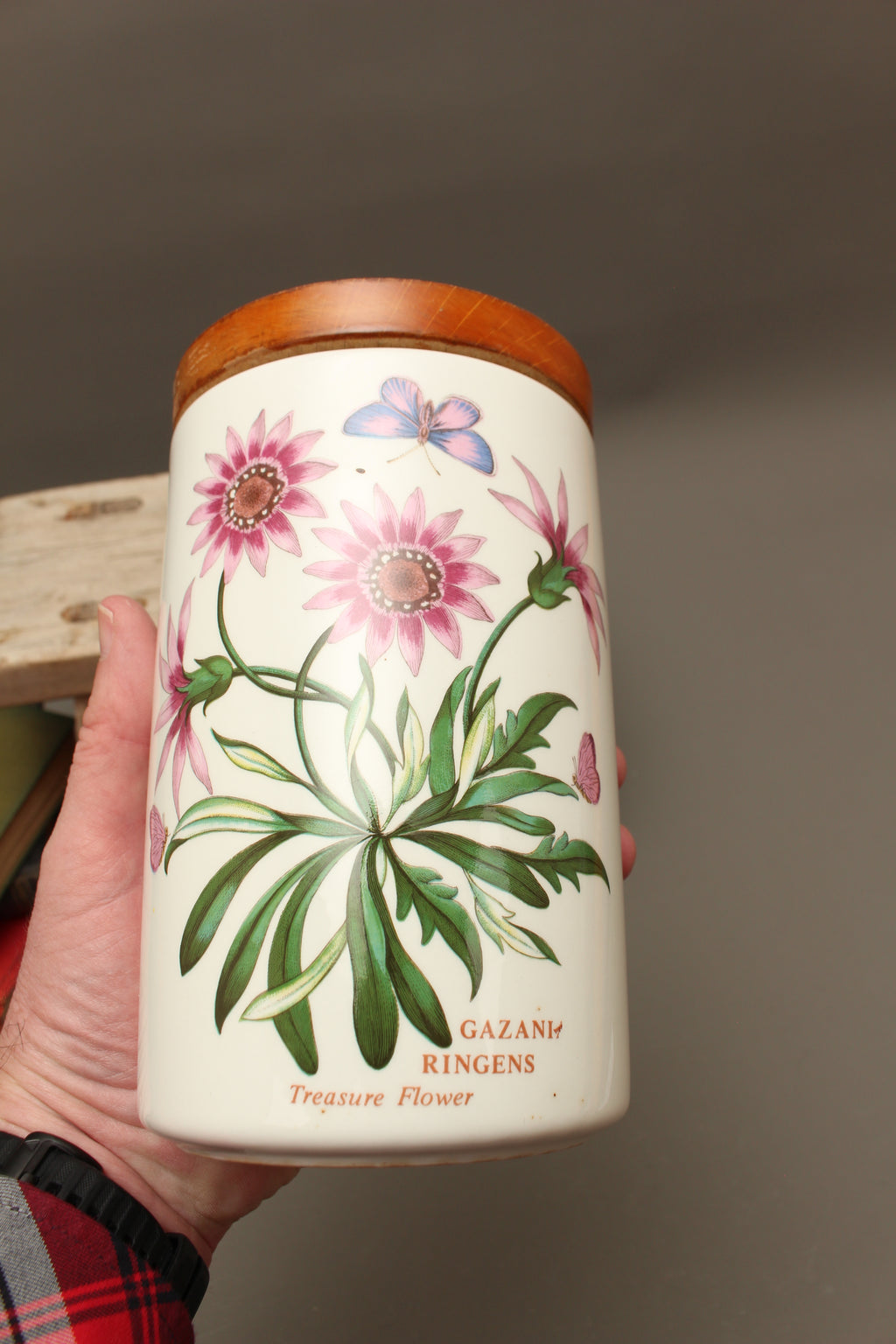 Vintage Portmeirion Botanic Garden Airtight Storage Jar – Gazania Ringens