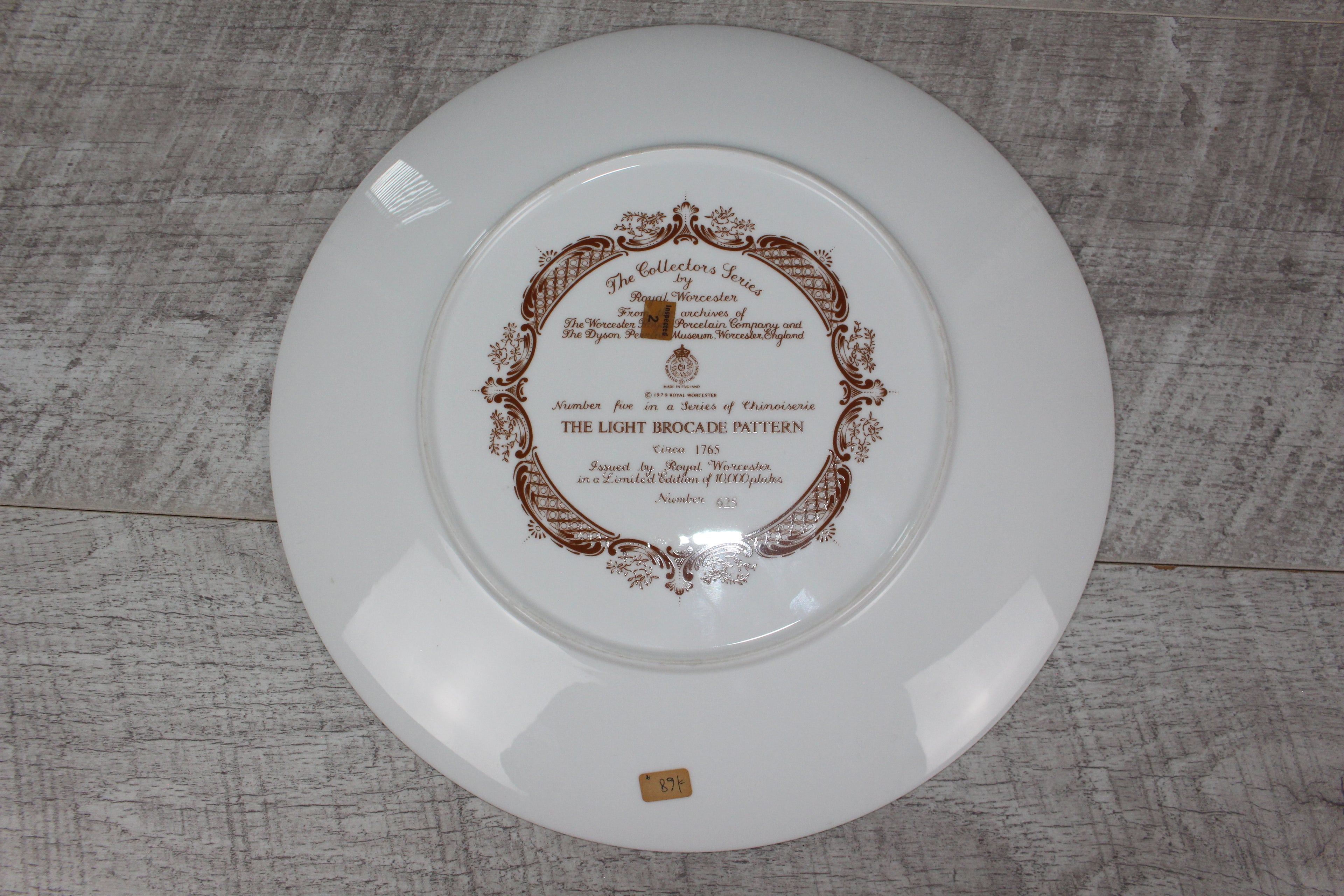 Royal Worcester "The Light Brocade Pattern" numbered Collector Plate