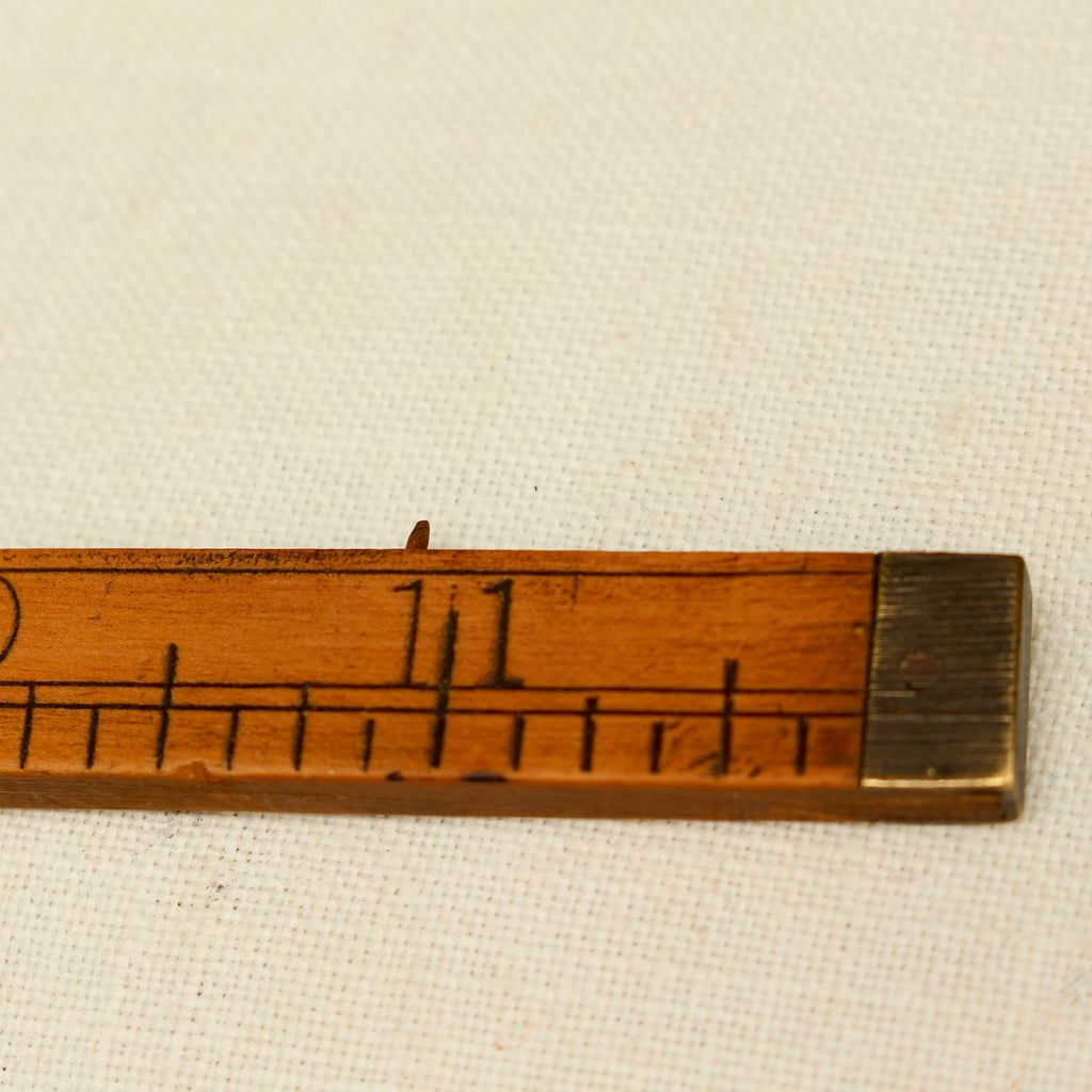 Antique Boxwood and Brass 1-Foot Folding Rule – Two-Fold Pocket Pocket Measure