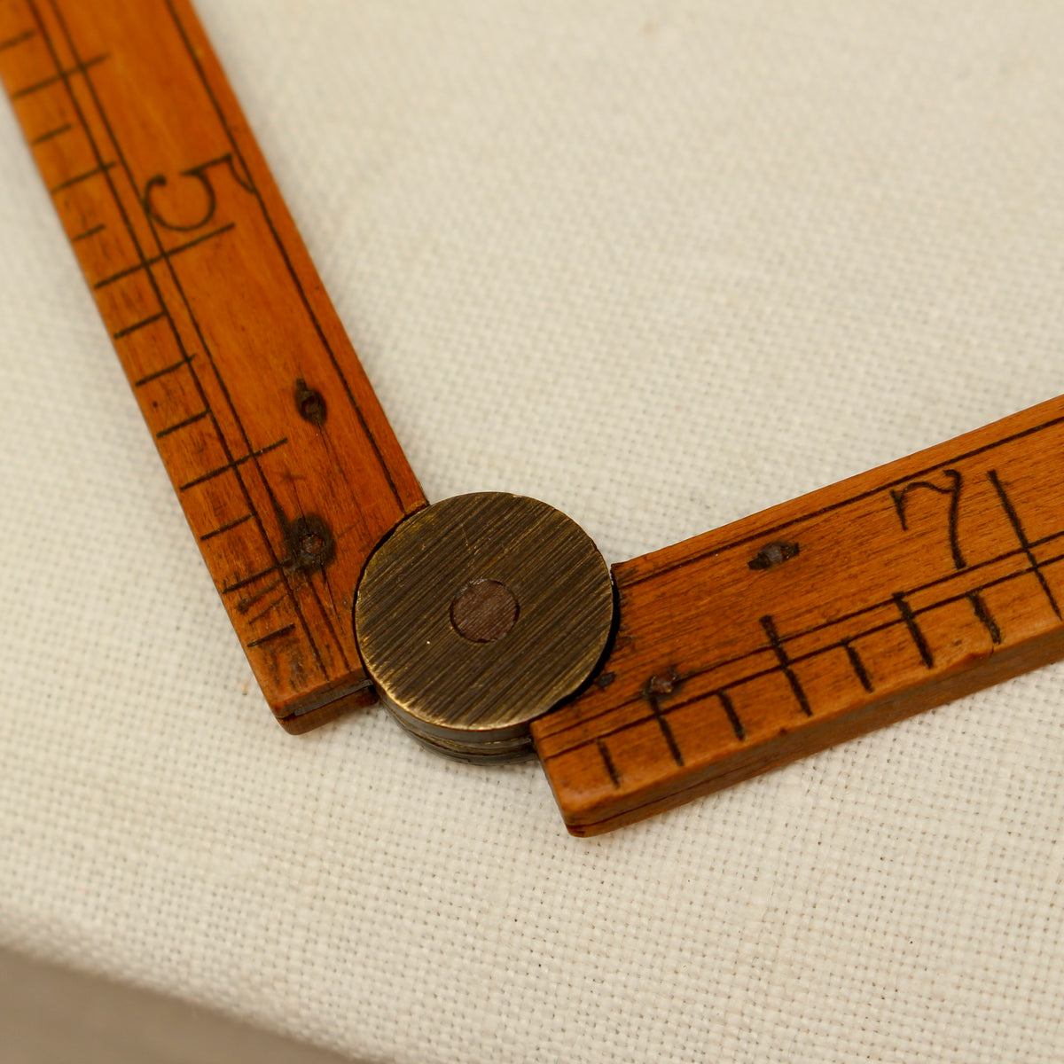 Antique Boxwood and Brass 1-Foot Folding Rule – Two-Fold Pocket Pocket Measure