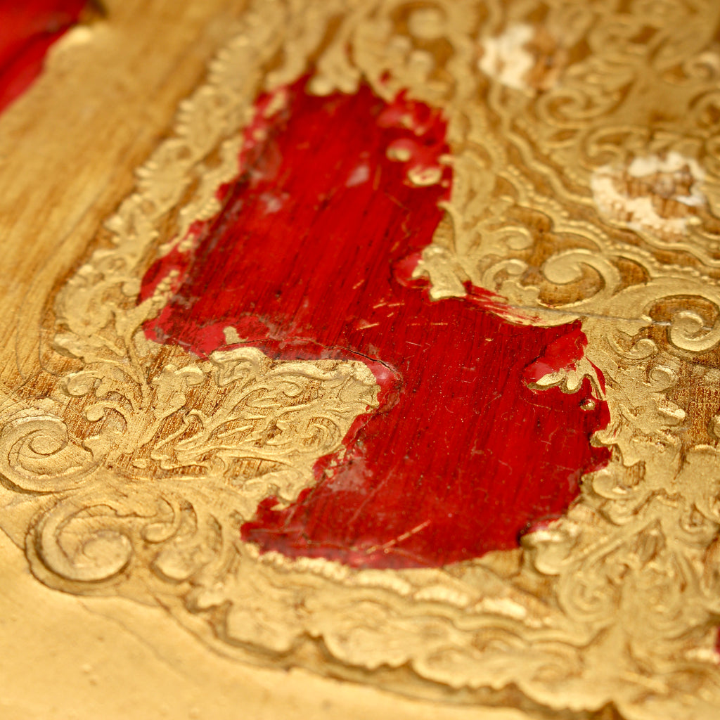 Vintage Florentine Gilt Wood Serving Tray – Small Crimson Florentia Dish