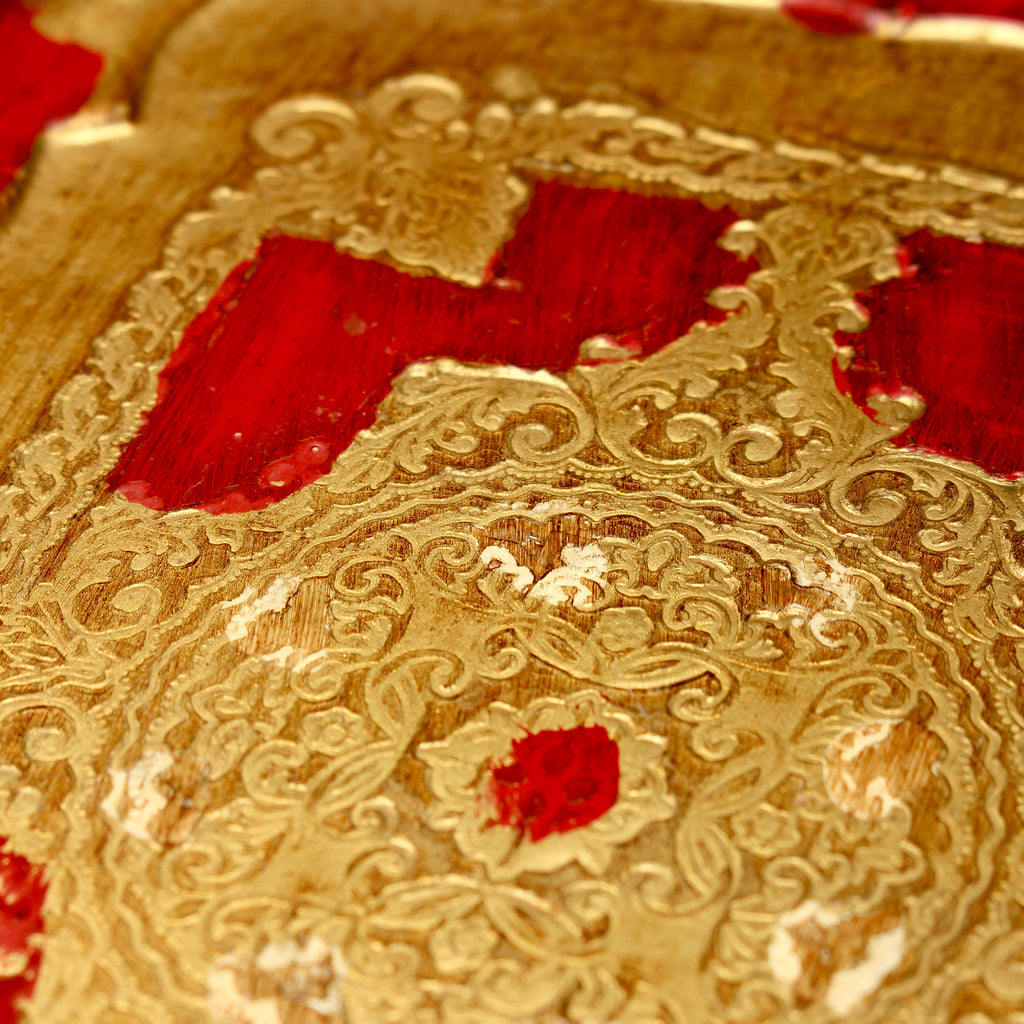 Vintage Florentine Gilt Wood Serving Tray – Small Crimson Florentia Dish