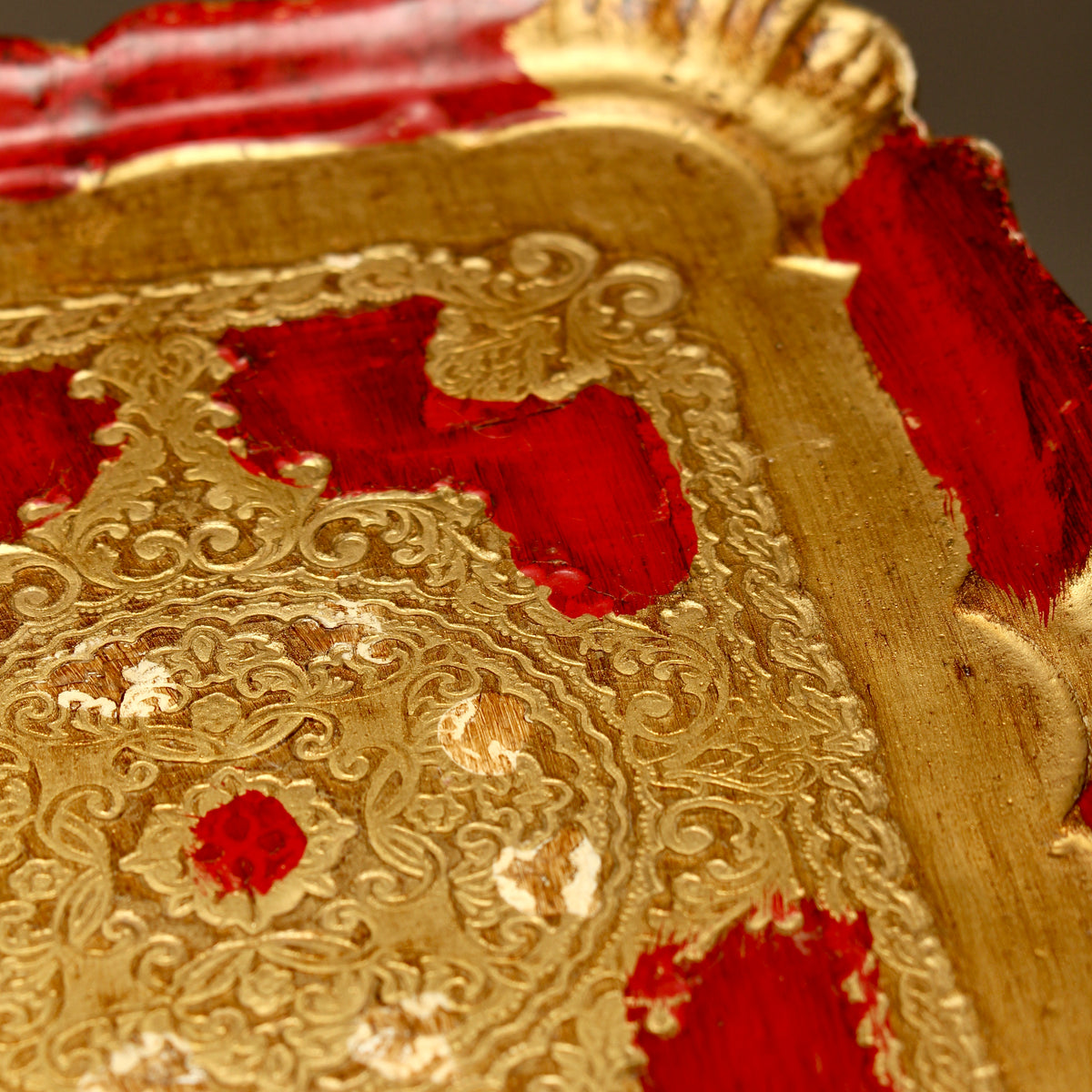Vintage Florentine Gilt Wood Serving Tray – Small Crimson Florentia Dish