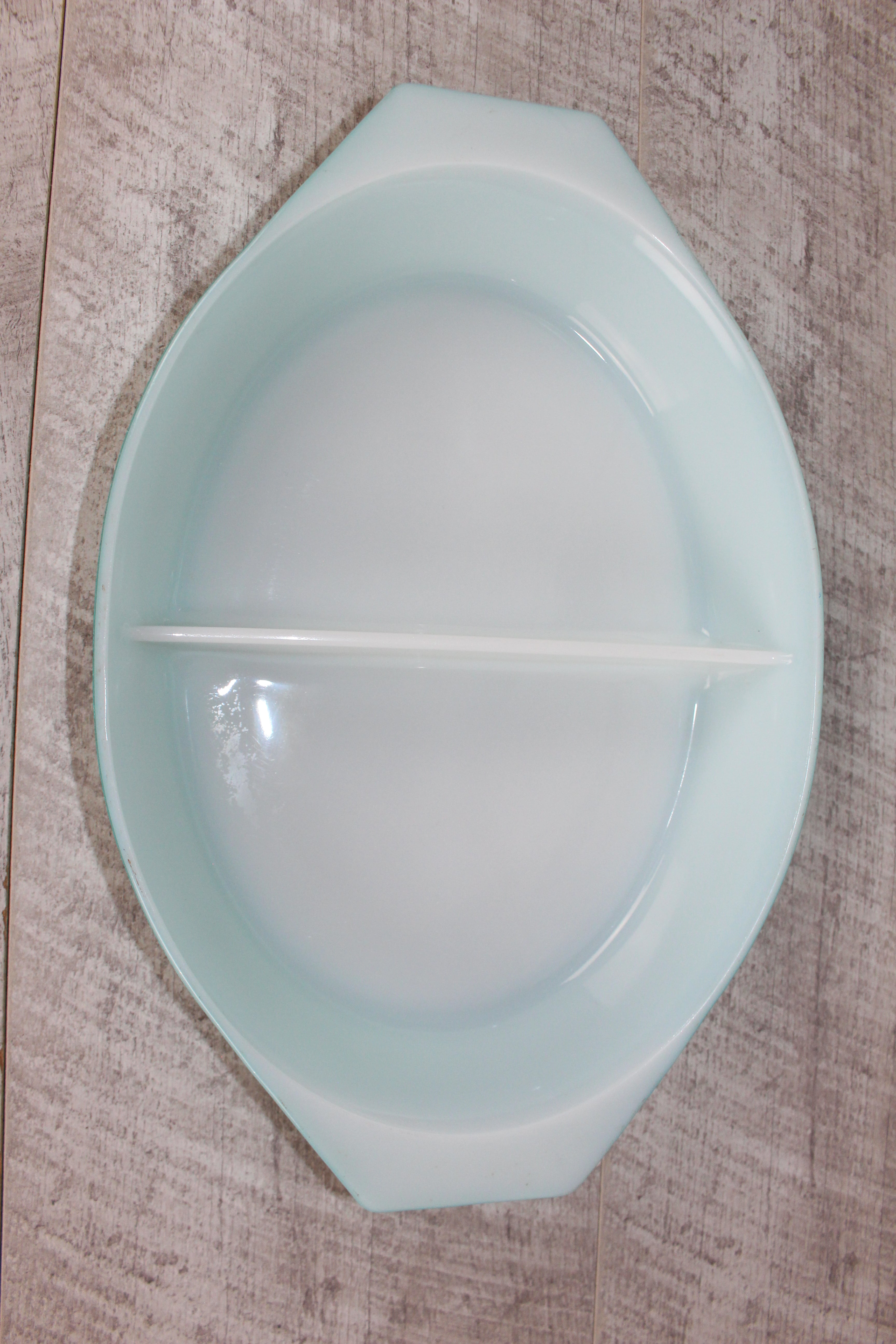 JAJ Pyrex Turquoise Snowflake Divided Dish Vintage