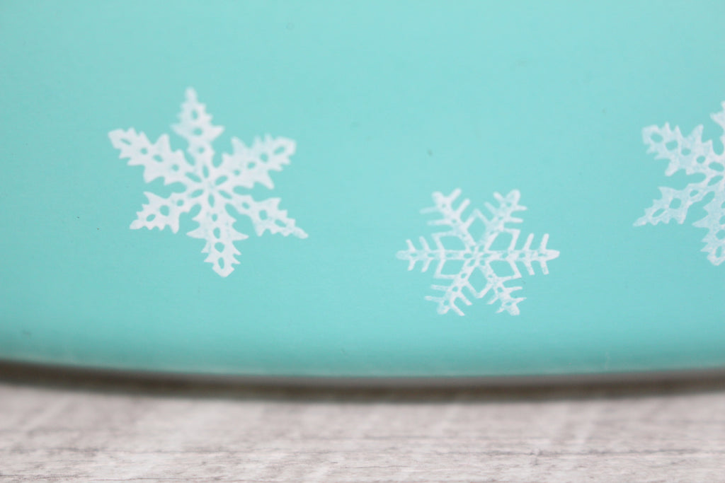 JAJ Pyrex Turquoise Snowflake Divided Dish Vintage