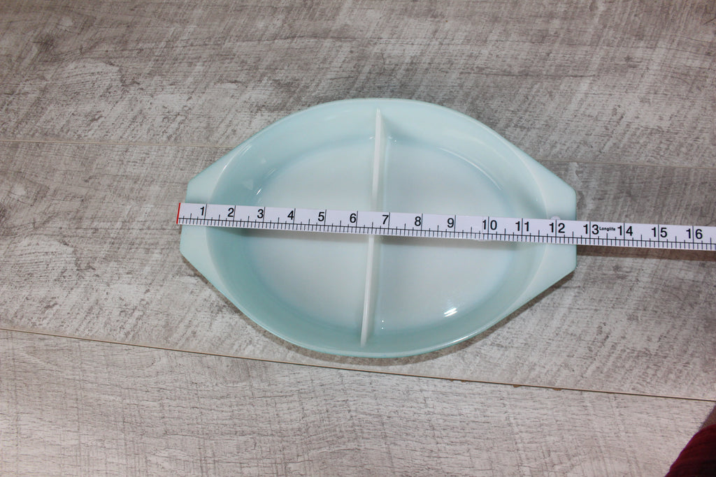 JAJ Pyrex Turquoise Snowflake Divided Dish Vintage