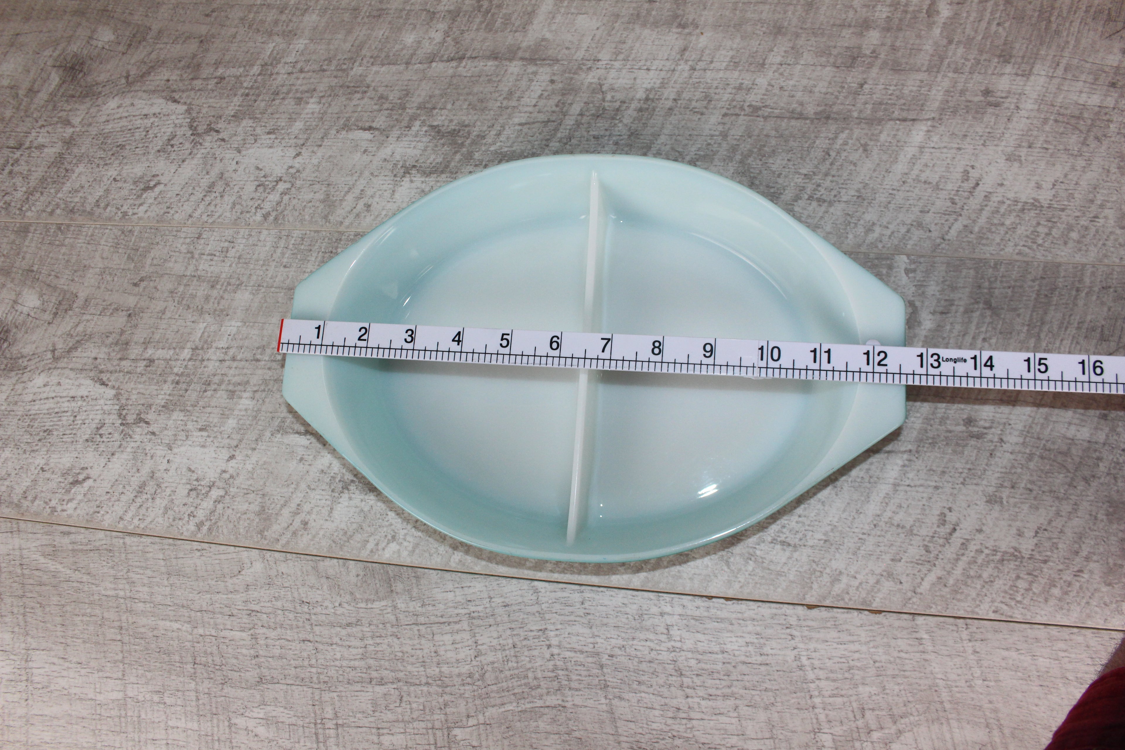 JAJ Pyrex Turquoise Snowflake Divided Dish Vintage