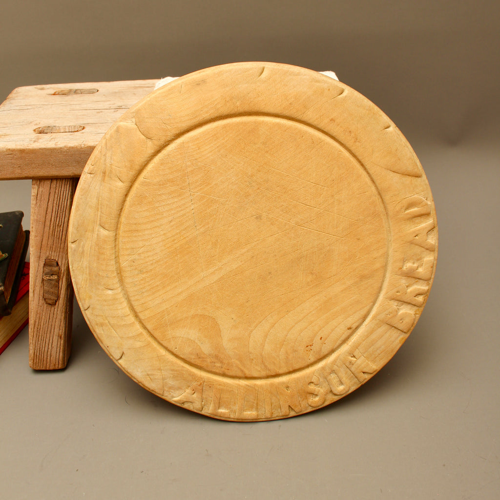 Antique Allinson Bread Wooden Trench Platter – Hand-Carved Sycamore Advertising Board