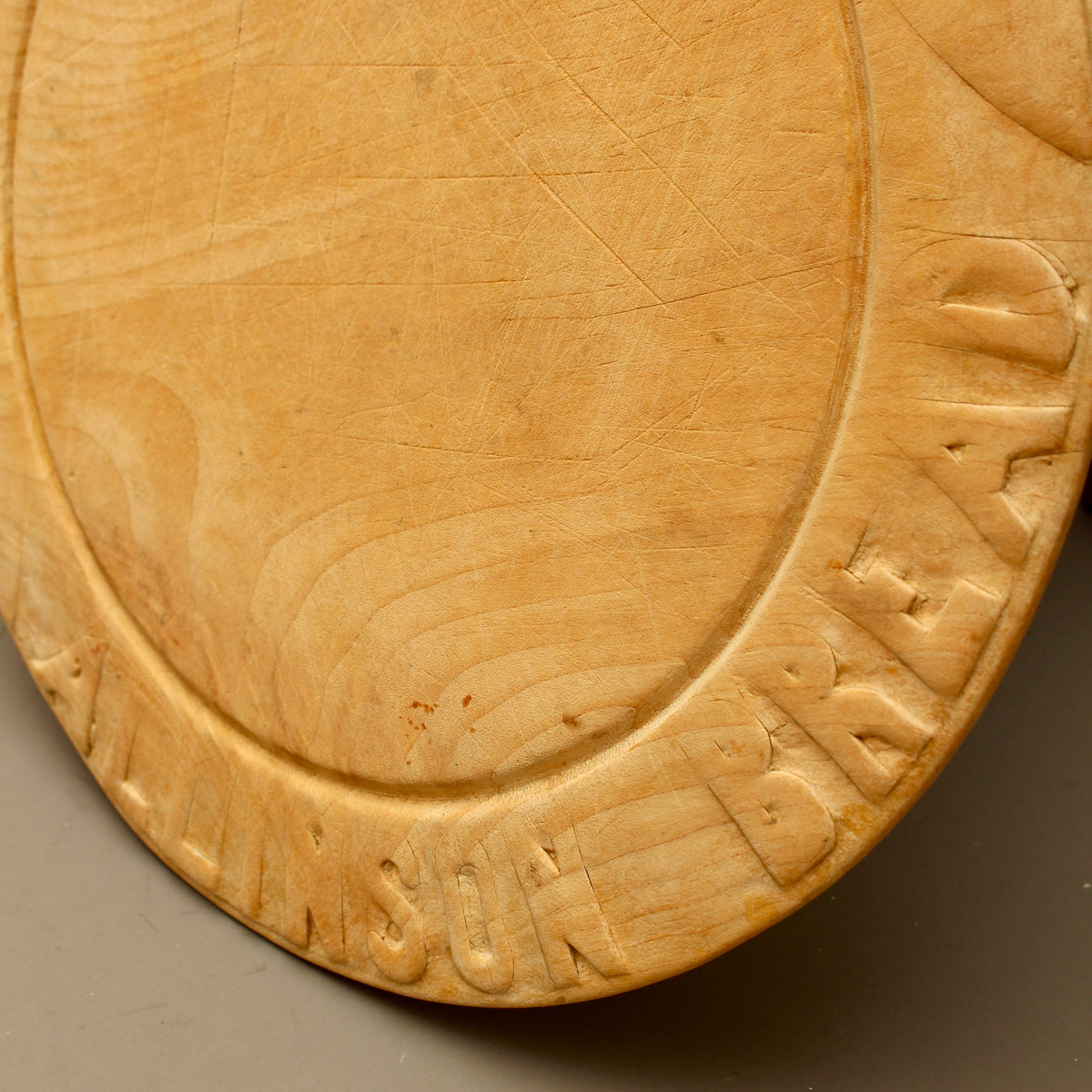 Antique Allinson Bread Wooden Trench Platter – Hand-Carved Sycamore Advertising Board