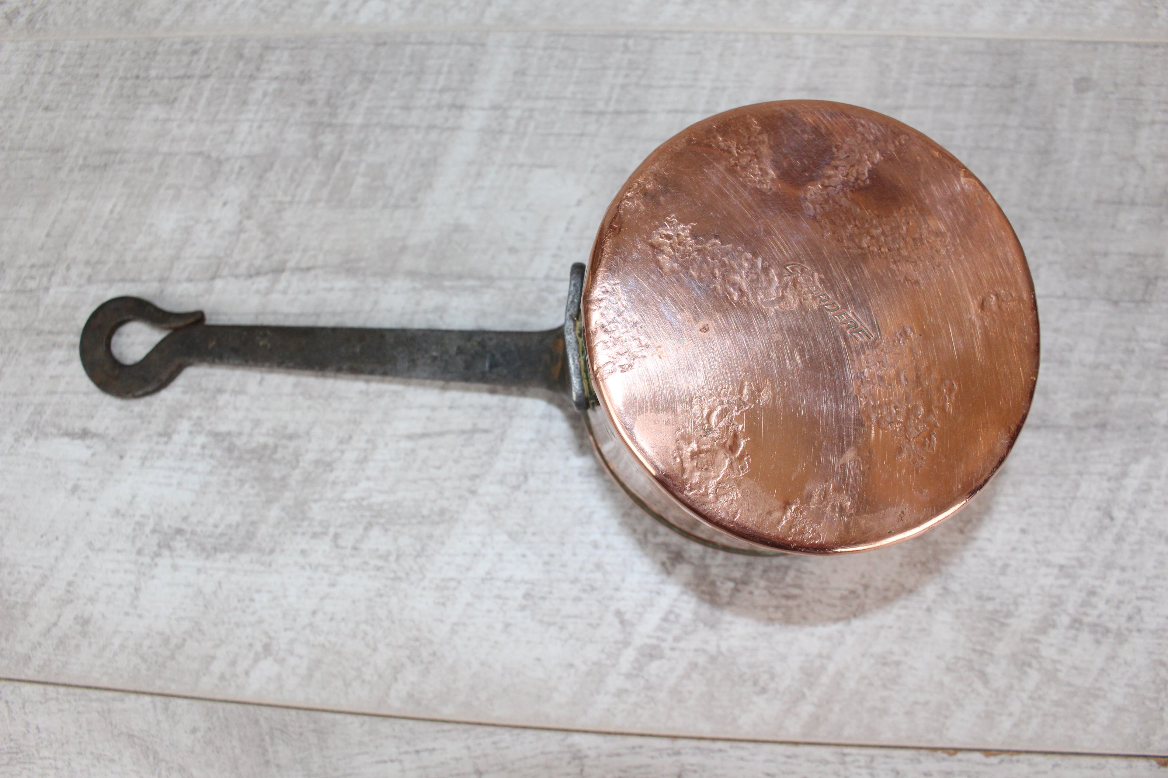 Rare Jean Goardère French Artisan Copper Pan 9cm Hand-Forged "Rat Tail" Handle