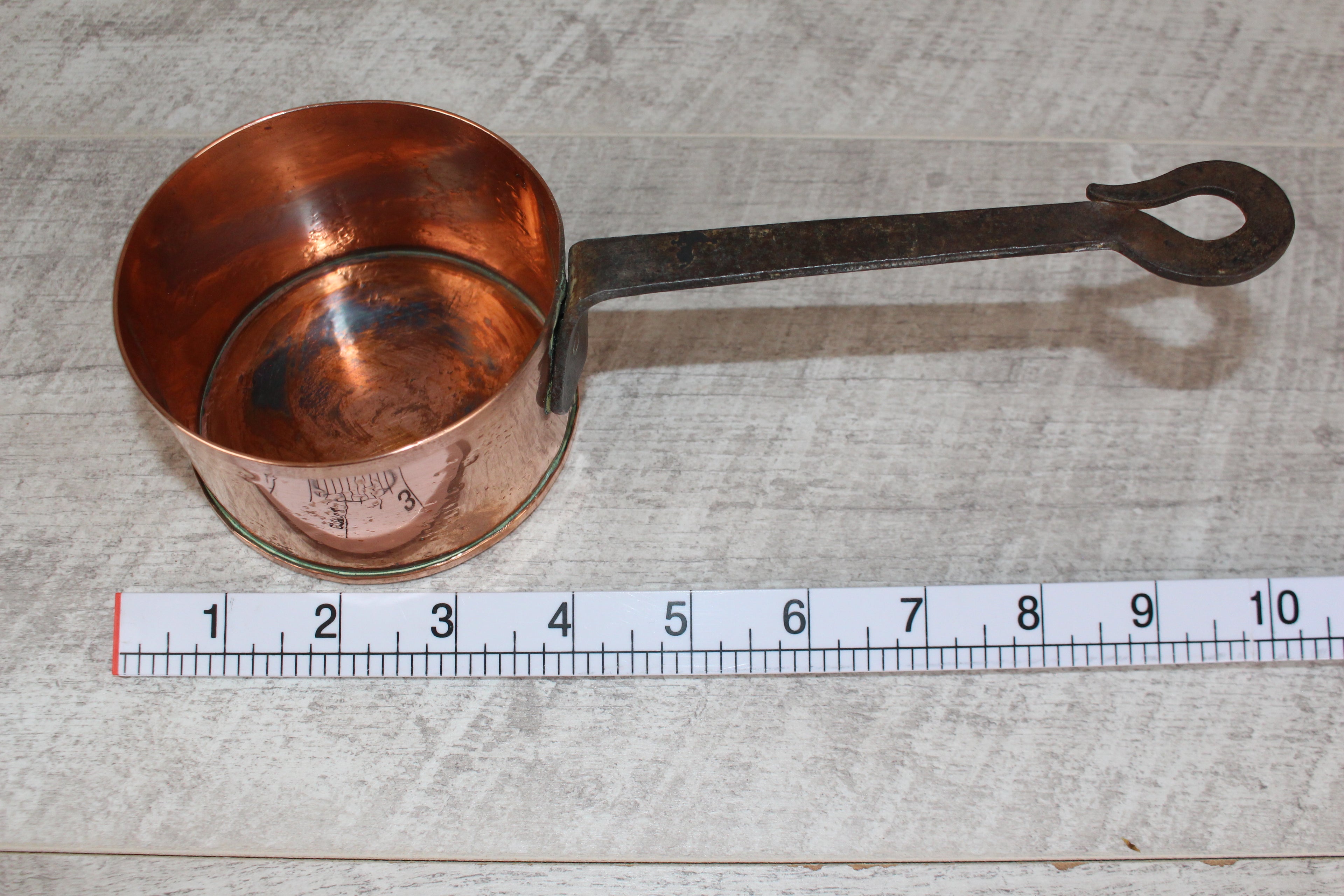 Rare Jean Goardère French Artisan Copper Pan 9cm Hand-Forged "Rat Tail" Handle