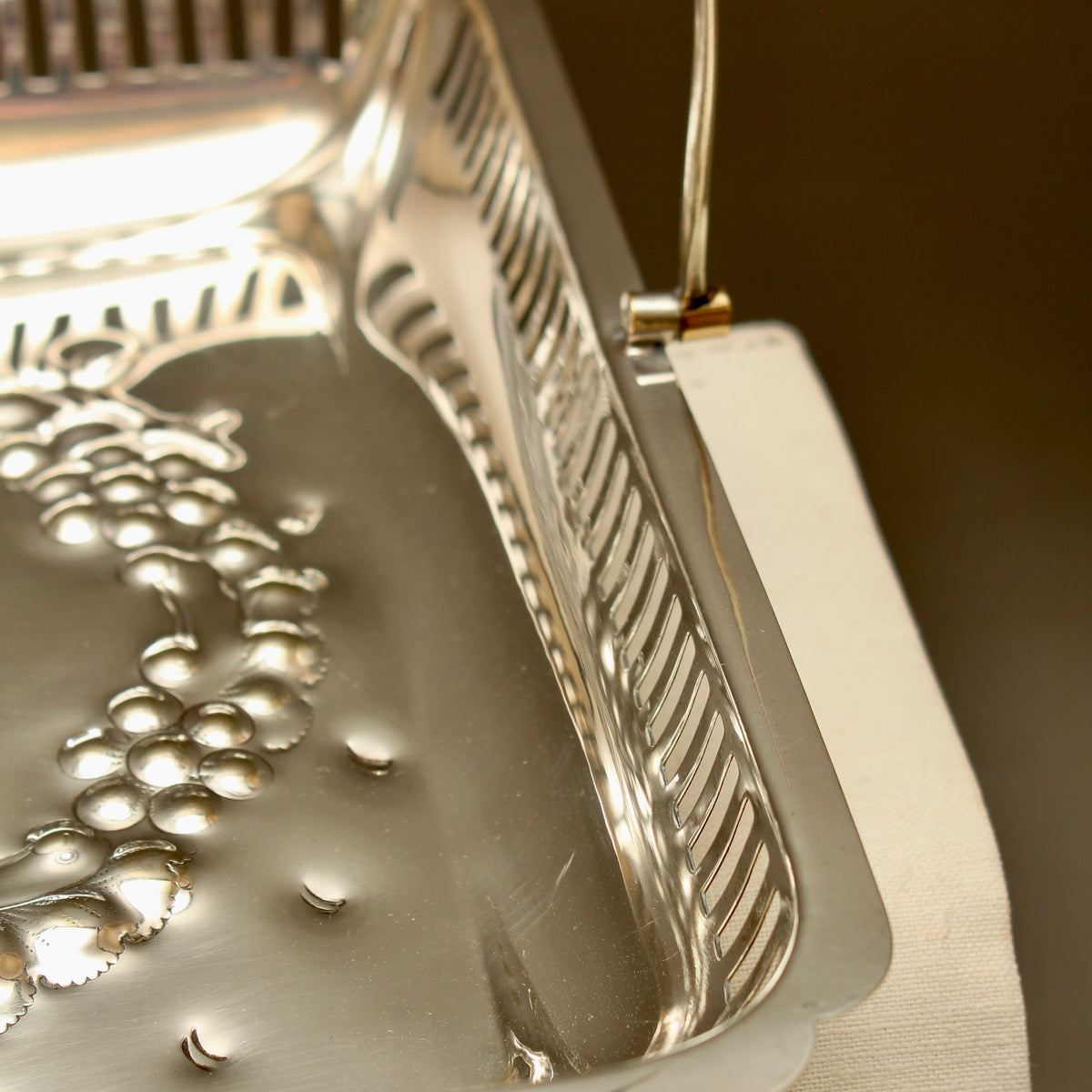 Vintage Barker Brothers EPNS Silver-Plated Cake Basket – Pierced Footed Serving Tray