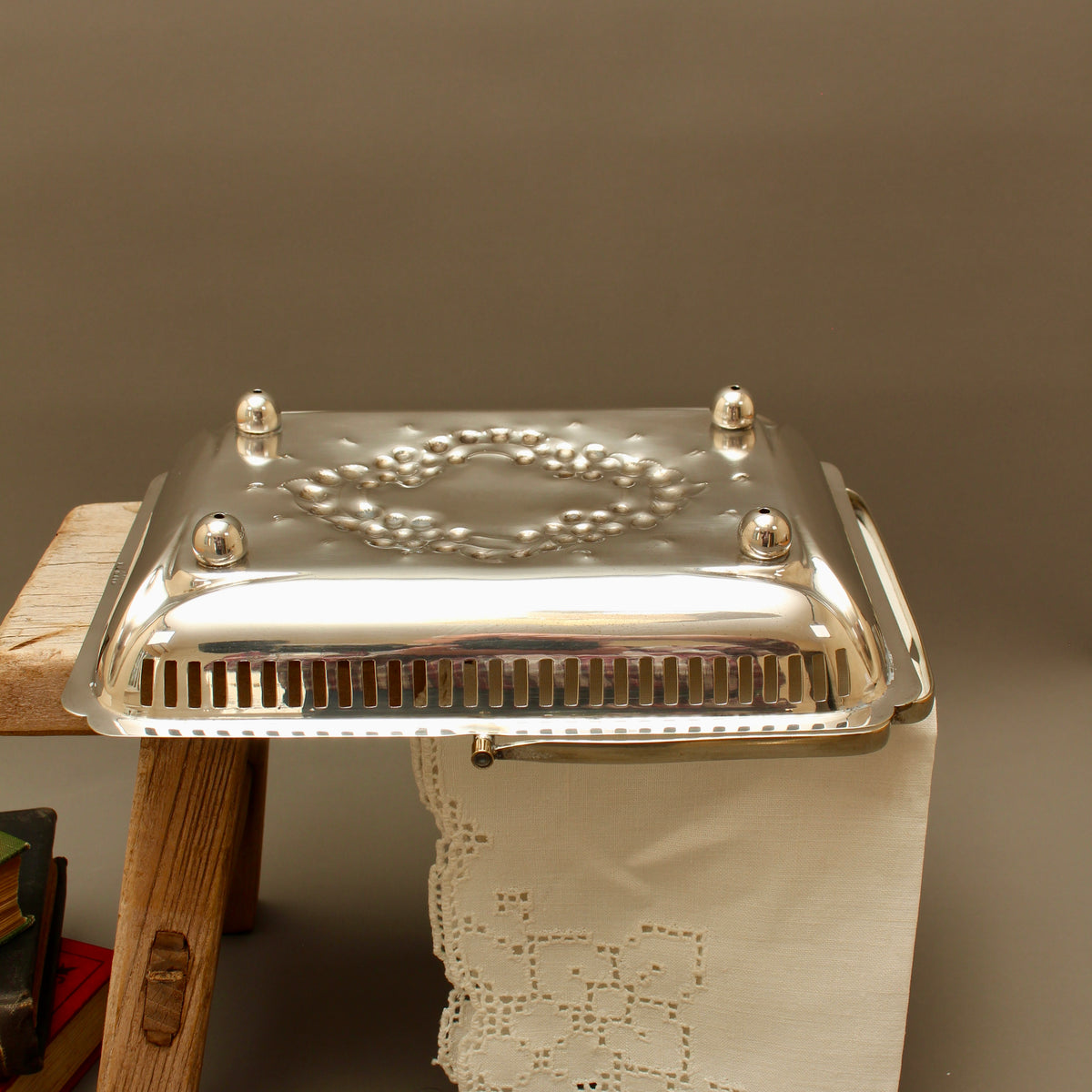 Vintage Barker Brothers EPNS Silver-Plated Cake Basket – Pierced Footed Serving Tray