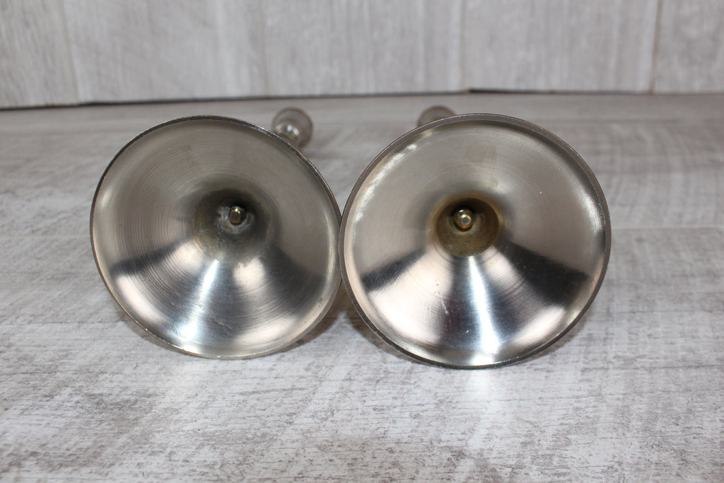 Vintage Pair Of Silver Nickel Plated Barley Twist Candlesticks 9.5"