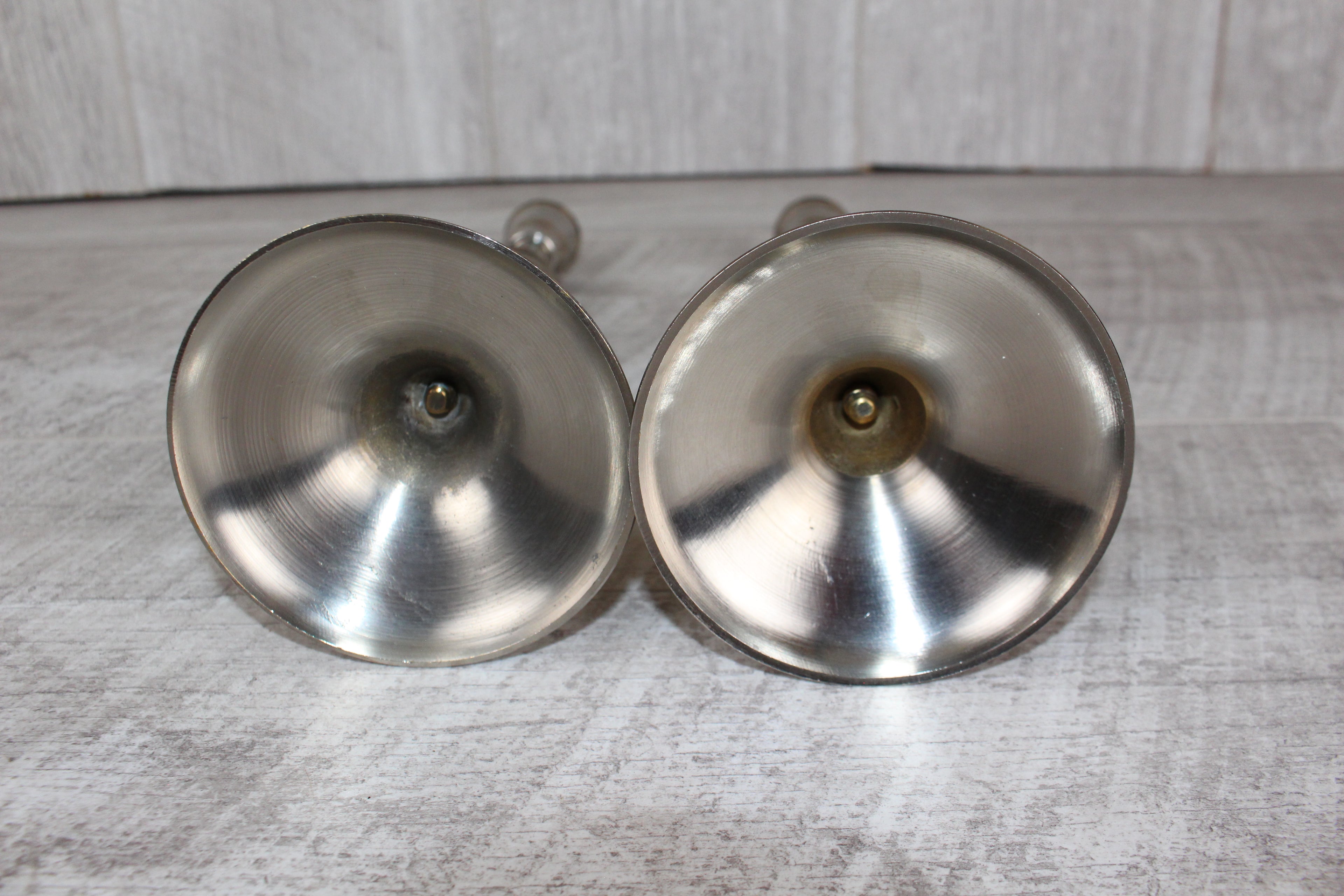Vintage Pair Of Silver Nickel Plated Barley Twist Candlesticks 9.5"